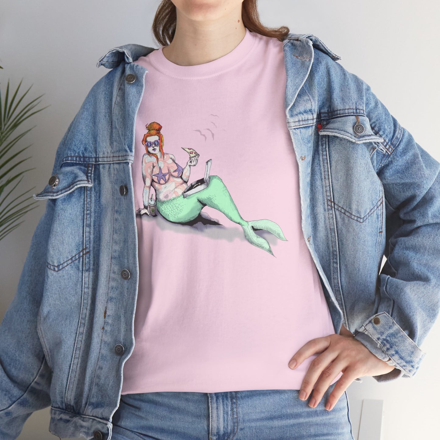 Pizza Mermaid Unisex Heavy Cotton Tee