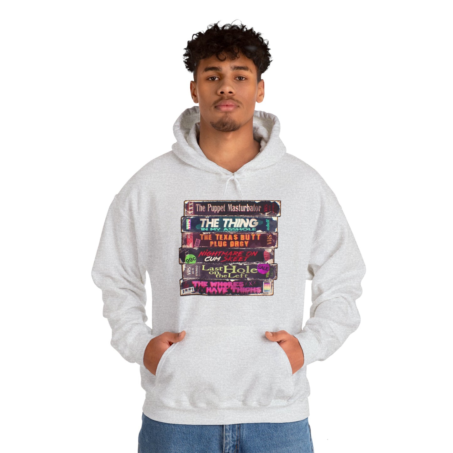 Adult Horror VHS Unisex Heavy Blend Hooded Sweatshirt