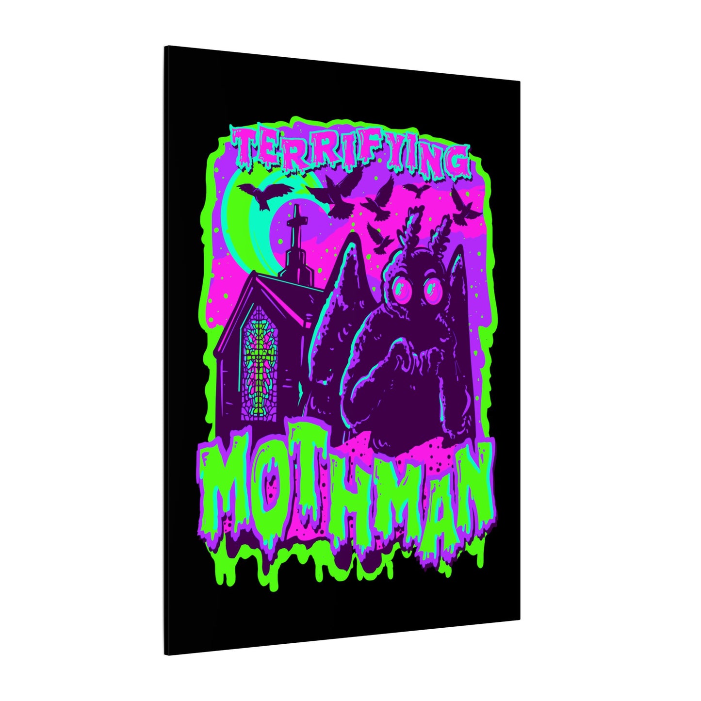 Terrifying Mothman Matte Canvas Stretched