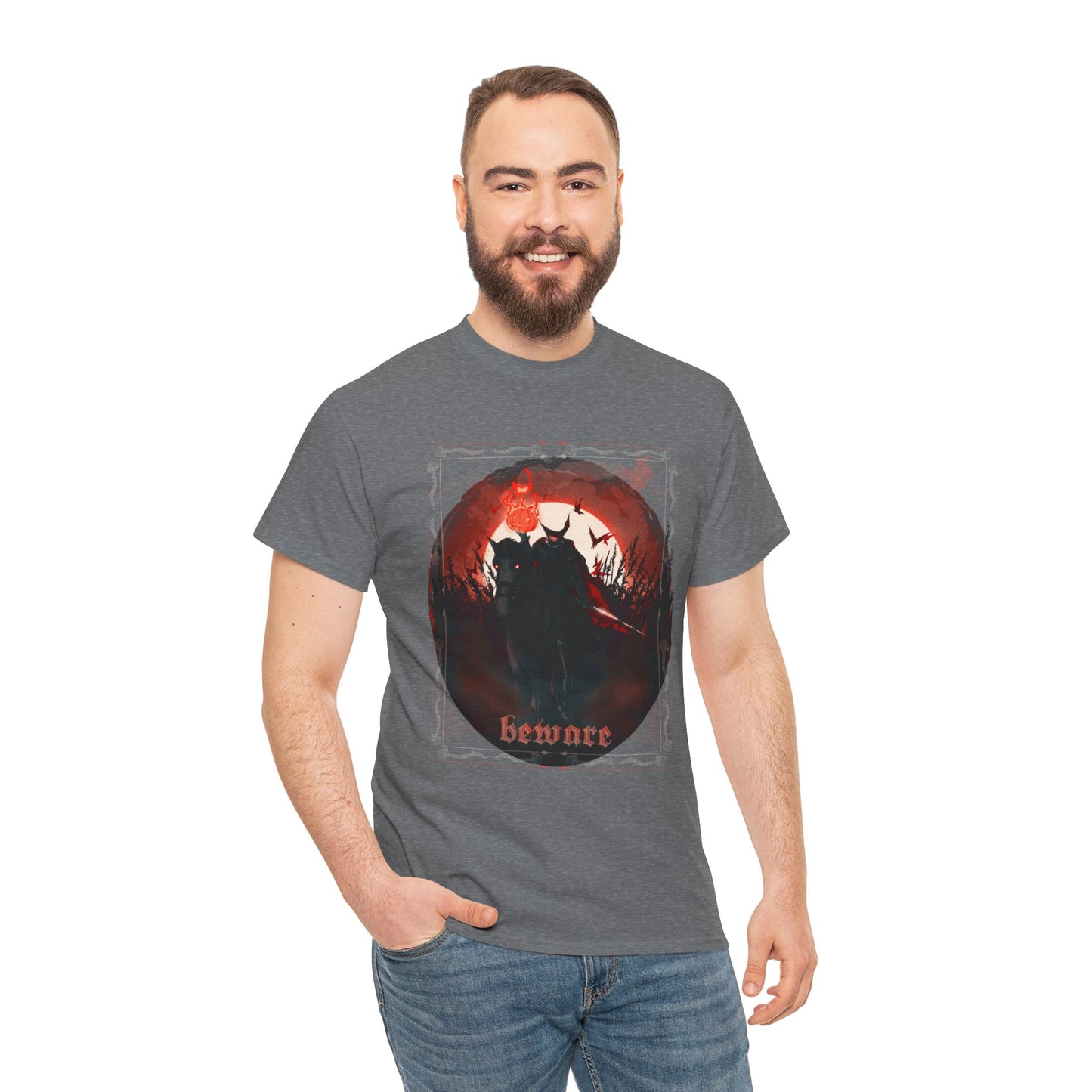 Beware The Headless Horseman Unisex Heavy Cotton Tee