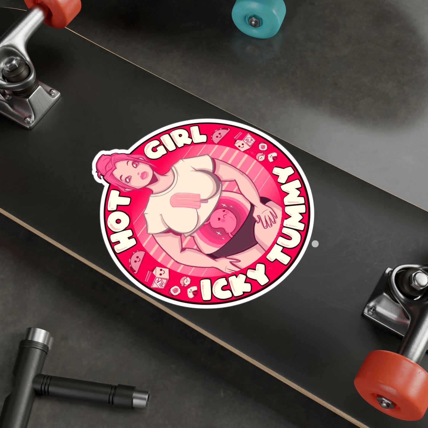 Hot Girl Icky Tummy Kiss-Cut Vinyl Decal