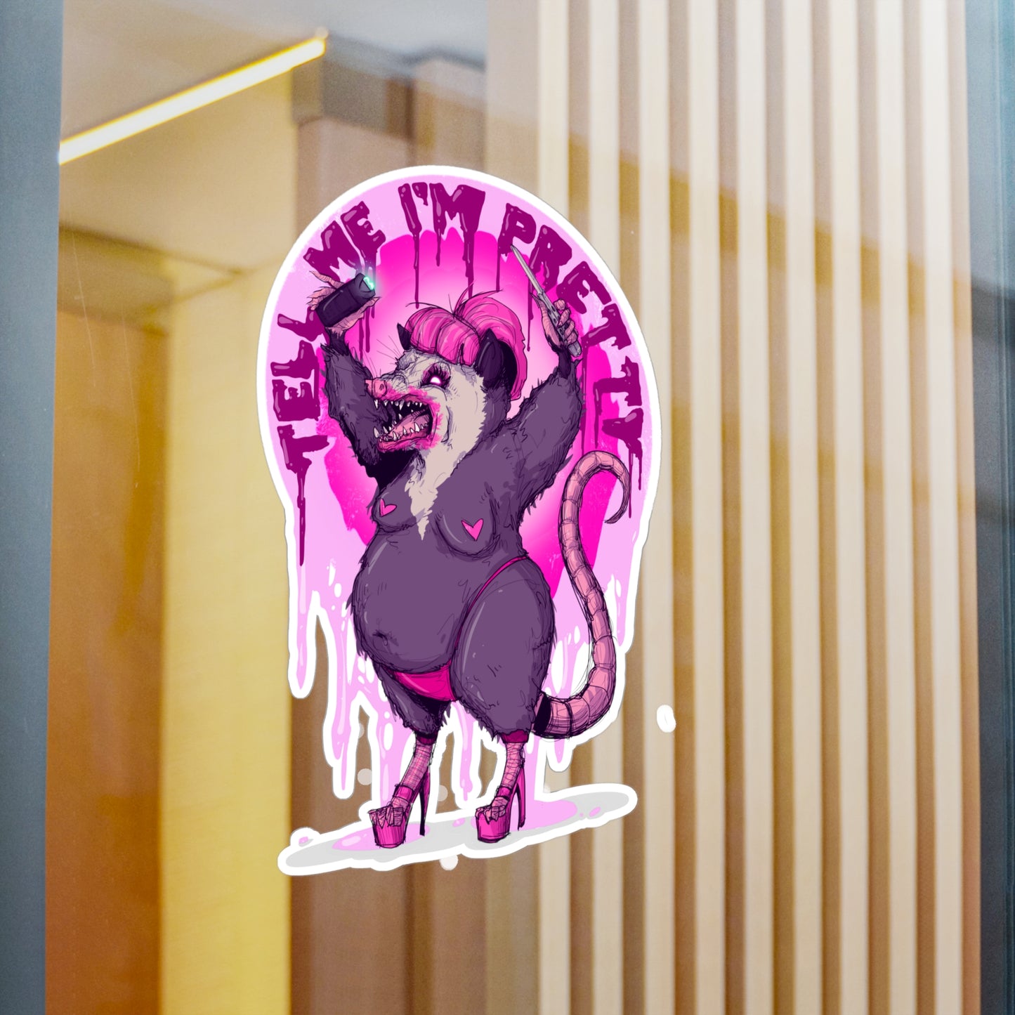 Pretty Opossum Kiss-Cut Vinyl Decal