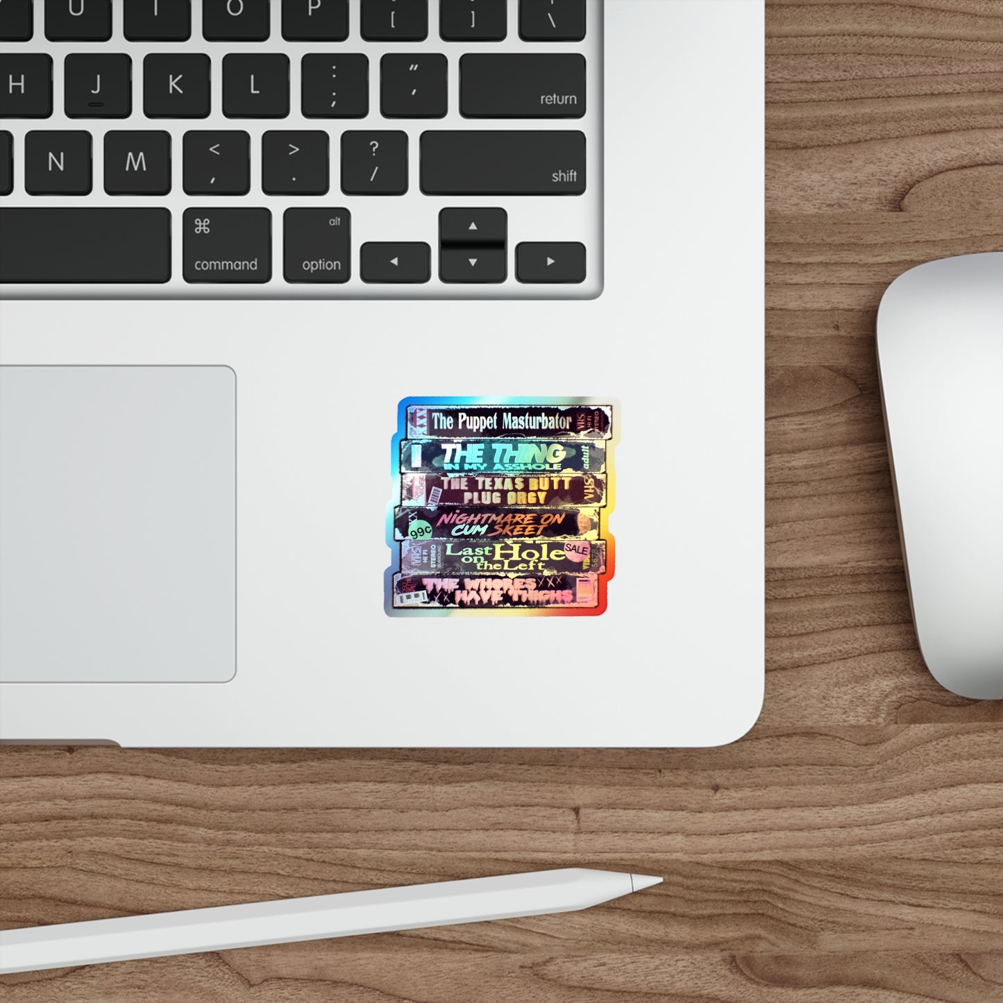 Adult Horror VHS Holographic Die-cut Stickers