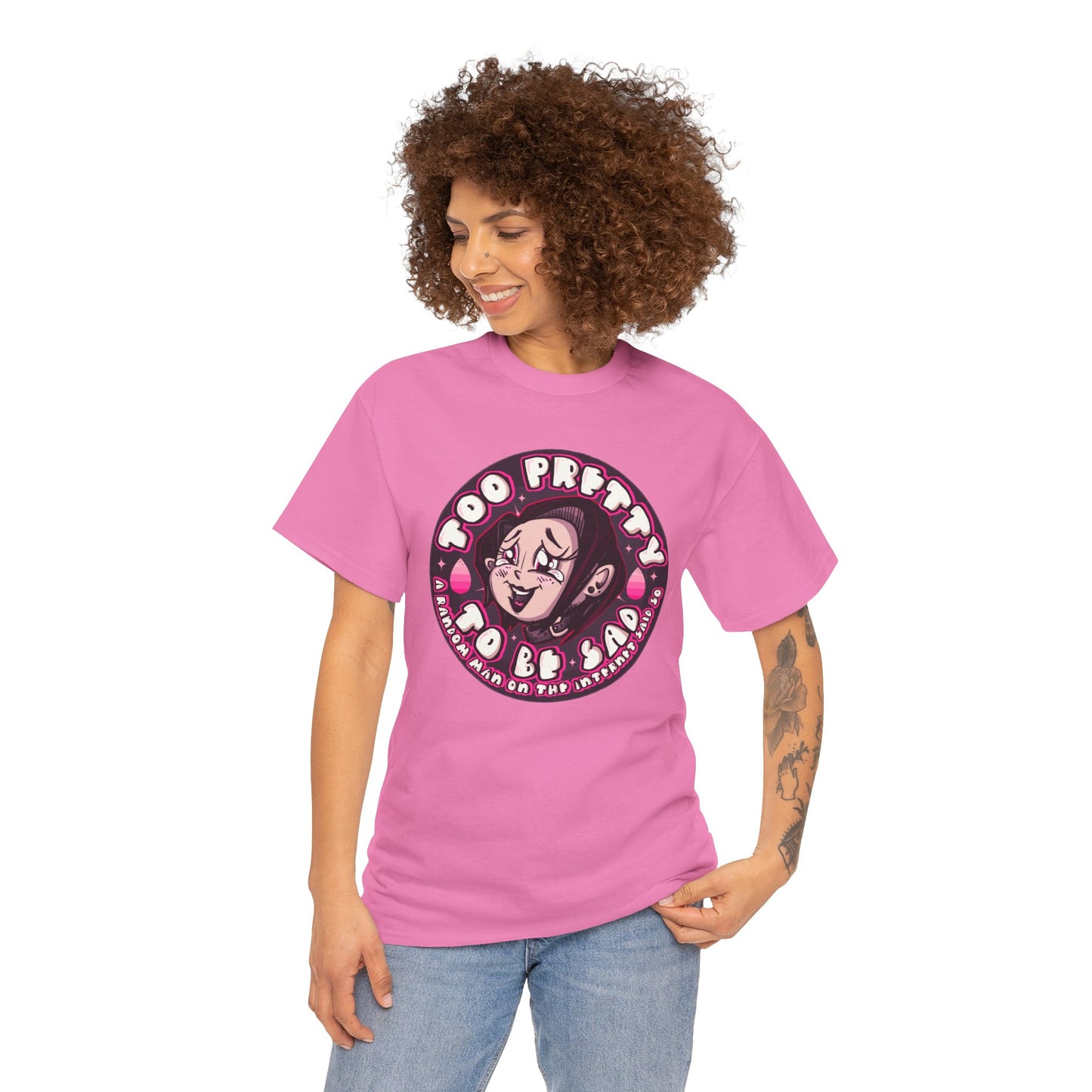 Too Pretty To Be Sad Unisex Heavy Cotton Tee