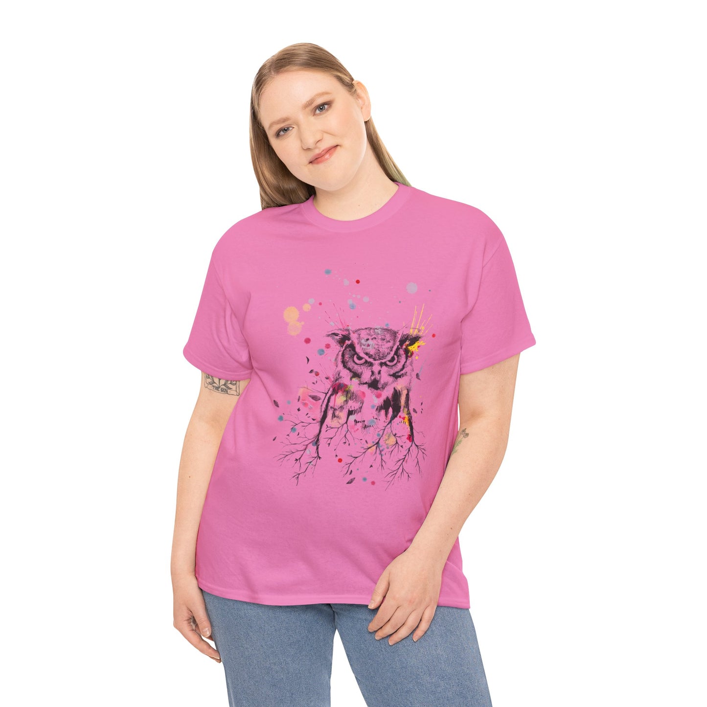 Owl Watercolor Unisex Heavy Cotton Tee