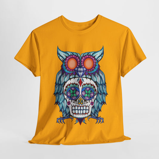 Sugar Skull Owl Unisex Heavy Cotton Tee