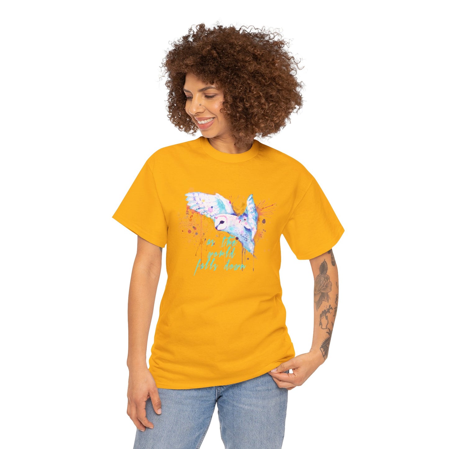 Rainbow Barn Owl (Goblin Variant) Unisex Heavy Cotton Tee
