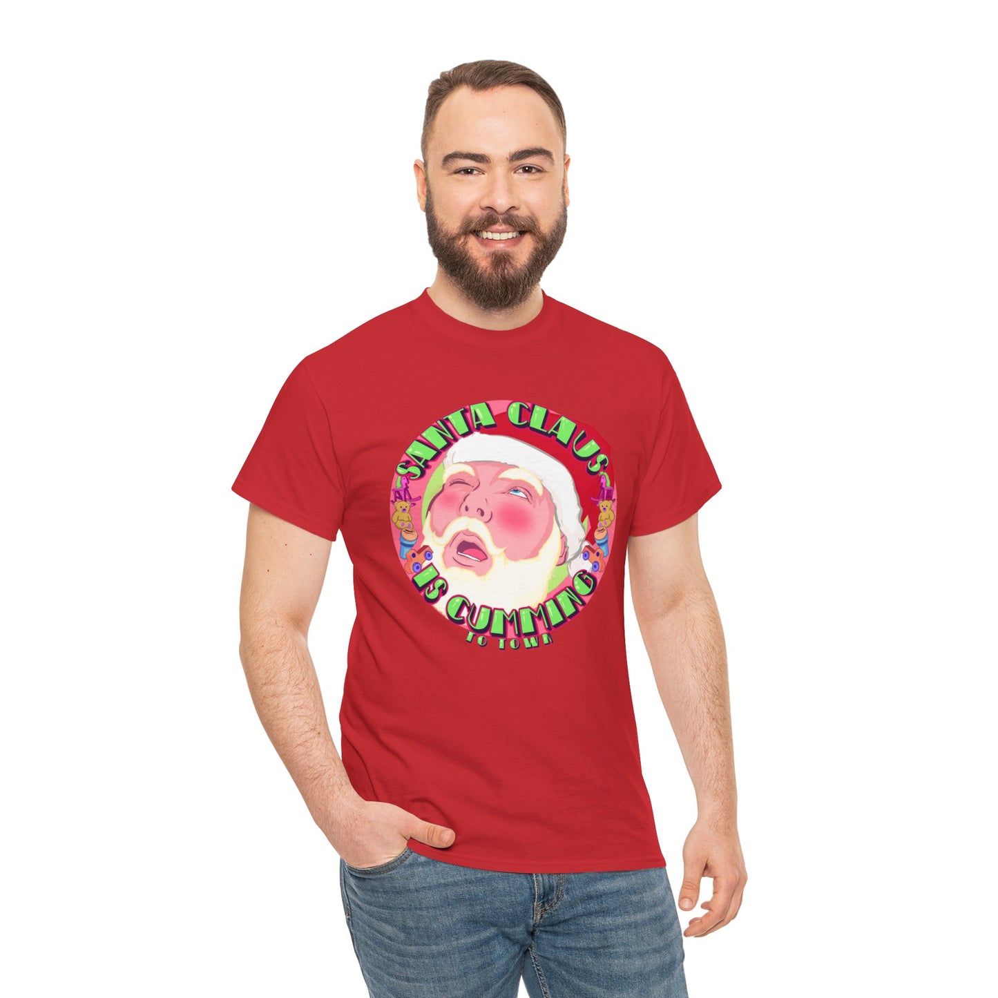 Santa Is Cumming Unisex Heavy Cotton Tee