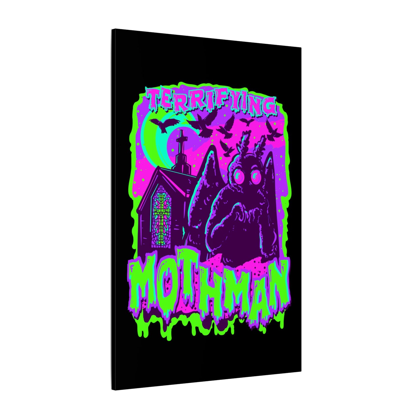 Terrifying Mothman Matte Canvas Stretched