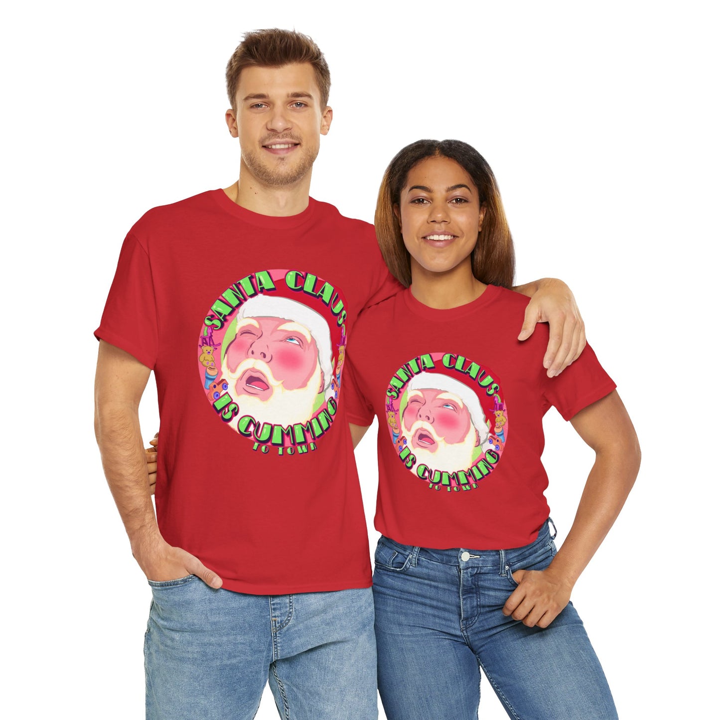 Santa Is Cumming Unisex Heavy Cotton Tee