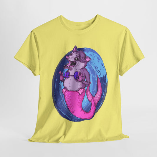 Mermaid Opossum Unisex Heavy Cotton Tee