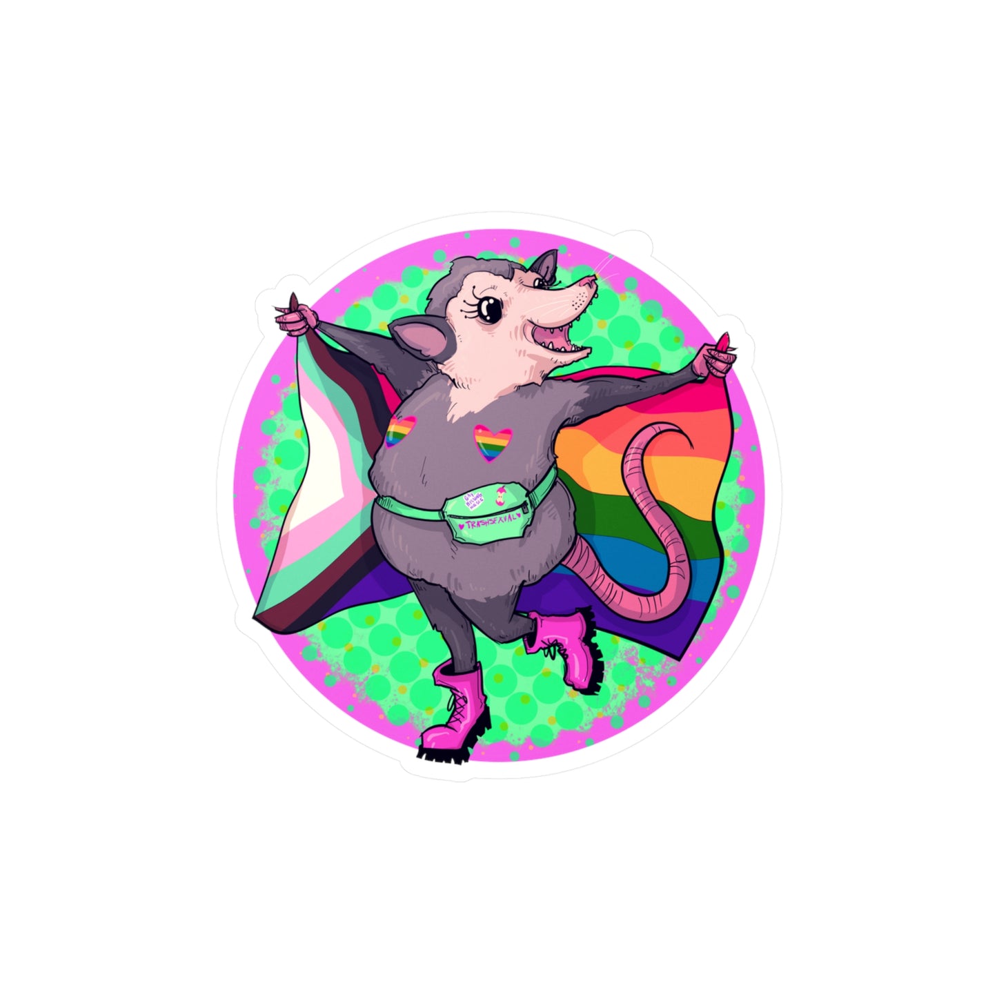 Pride Opossum Kiss-Cut Vinyl Decal