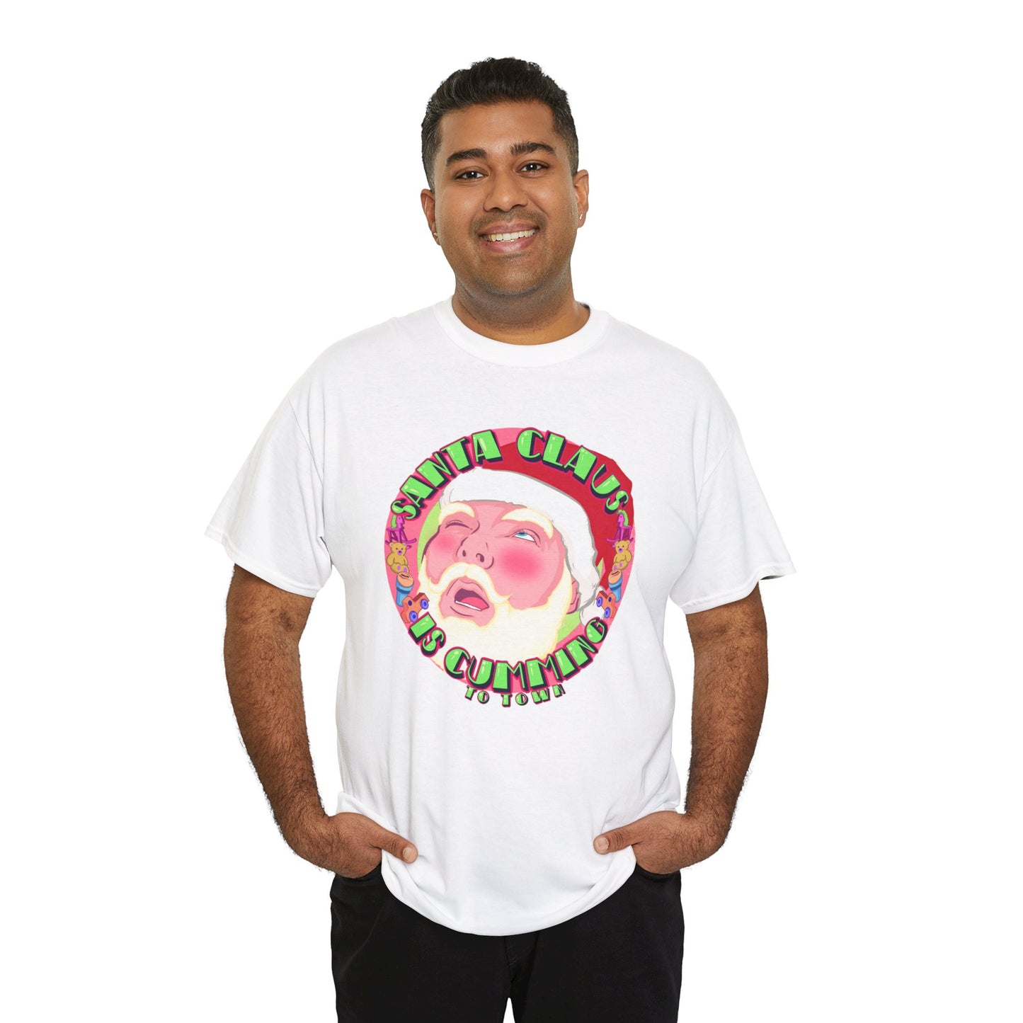 Santa Is Cumming Unisex Heavy Cotton Tee