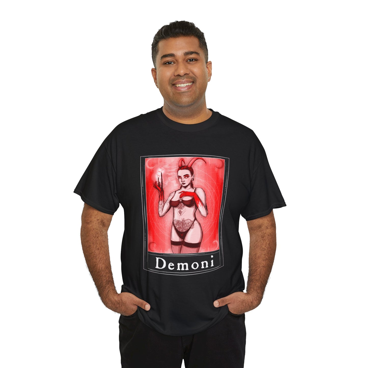 Demoni Tarot (Front & Back Print) Unisex Heavy Cotton Tee