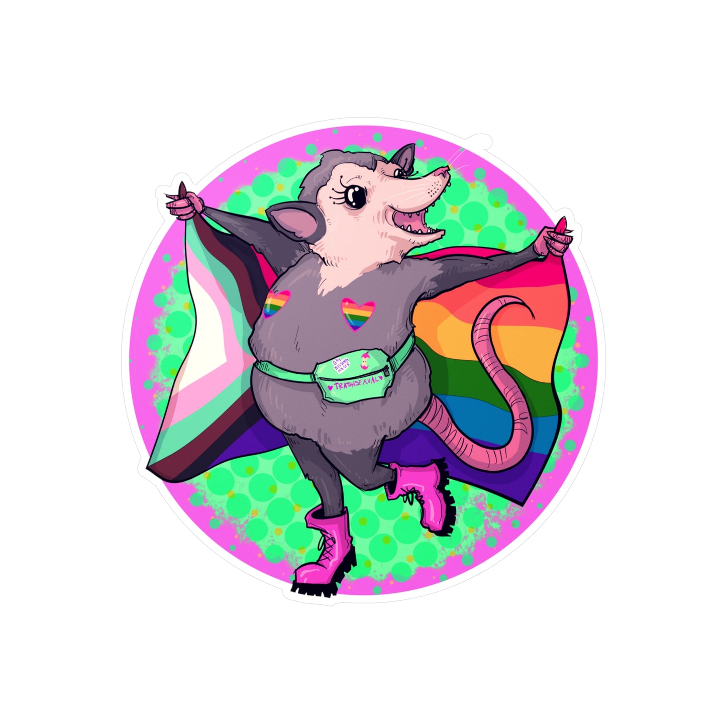 Pride Opossum Kiss-Cut Vinyl Decal