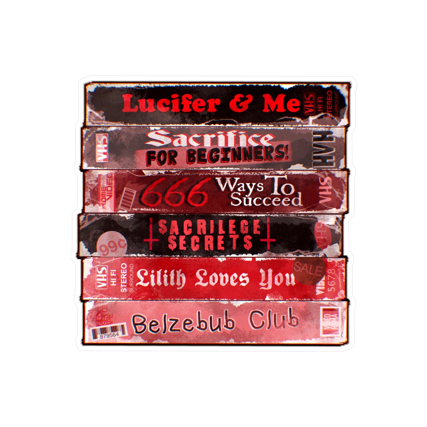 Satanic VHS Kiss-Cut Vinyl Decal