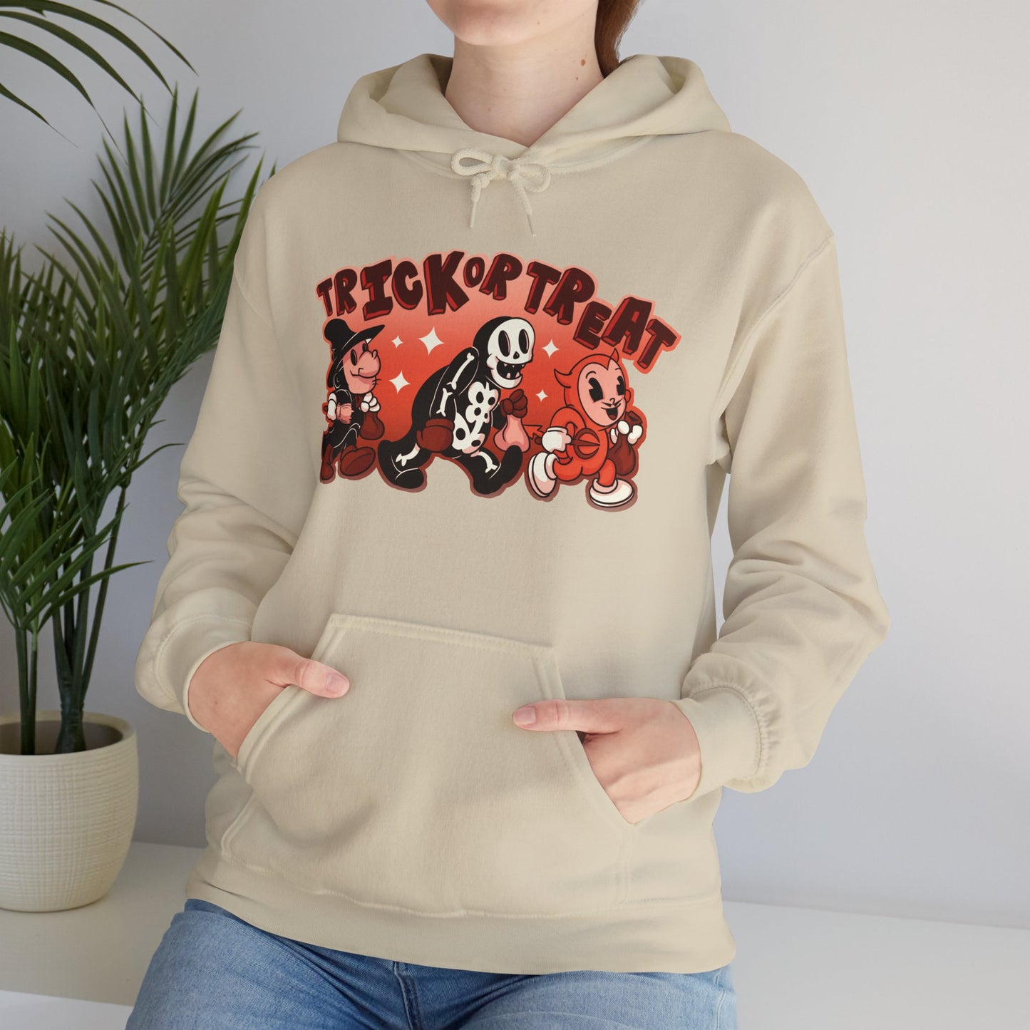 Trick Or Treat Rubber Hose Unisex Heavy Blend Hooded Sweatshirt