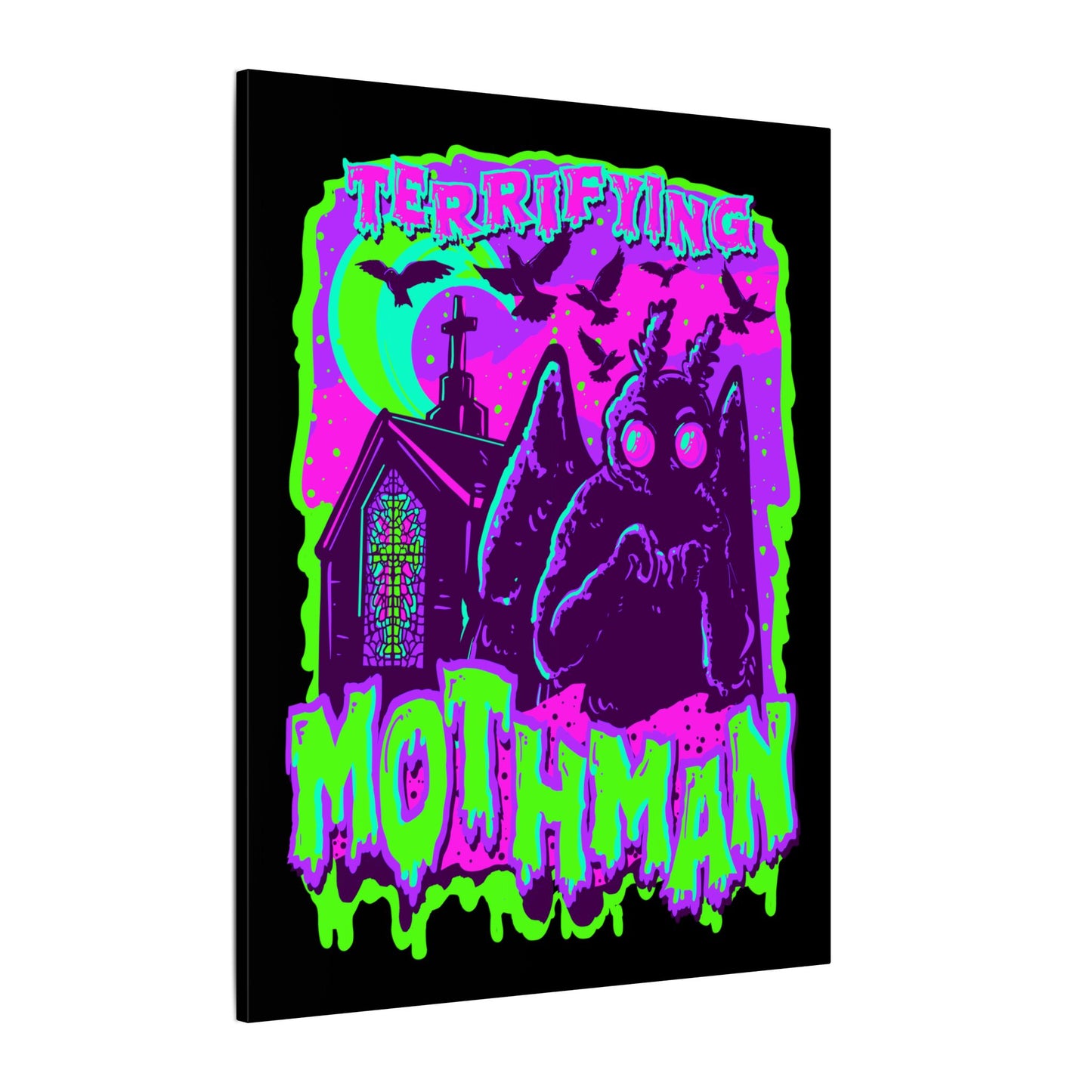 Terrifying Mothman Matte Canvas Stretched