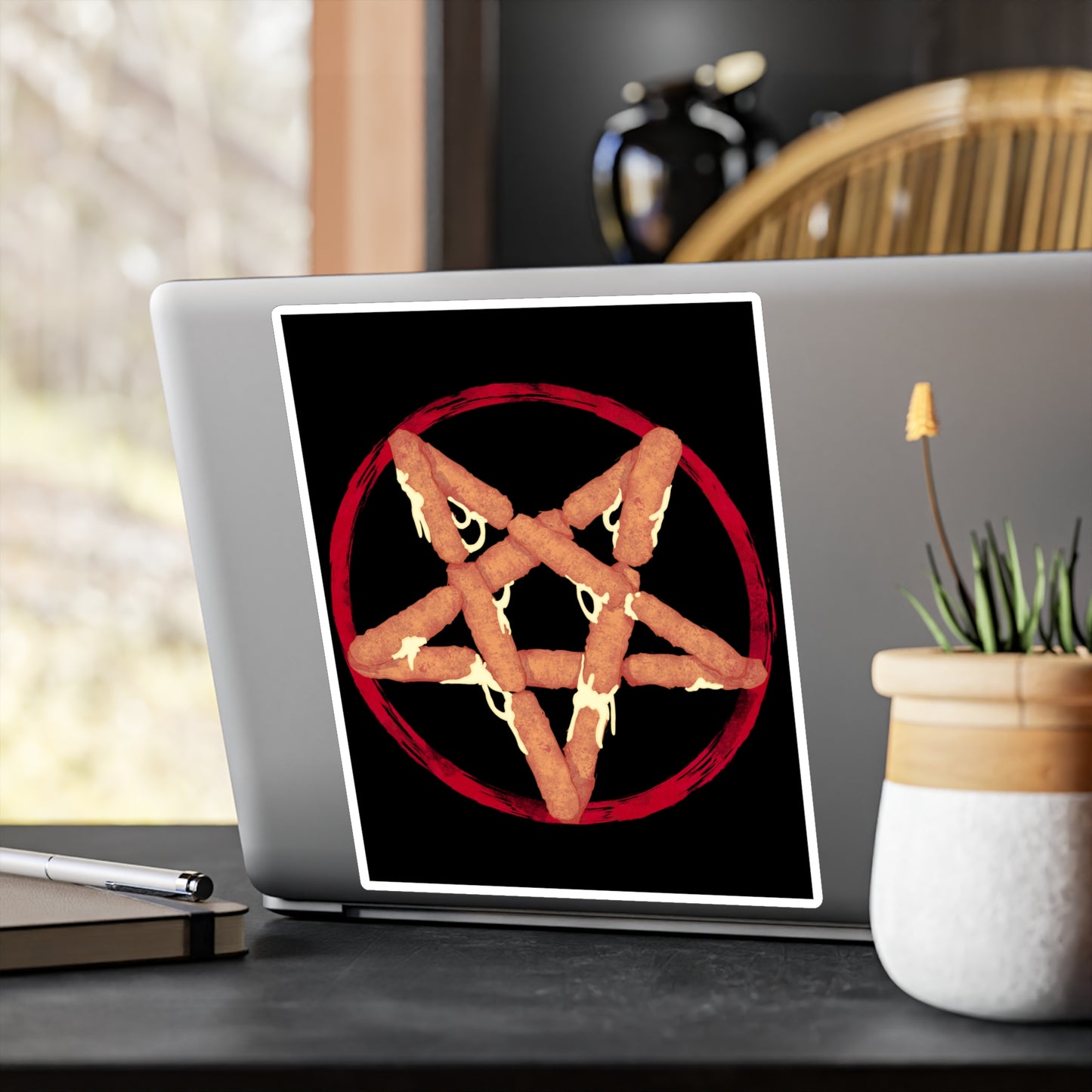 Mozzarella Stick Pentagram Kiss-Cut Vinyl Decal