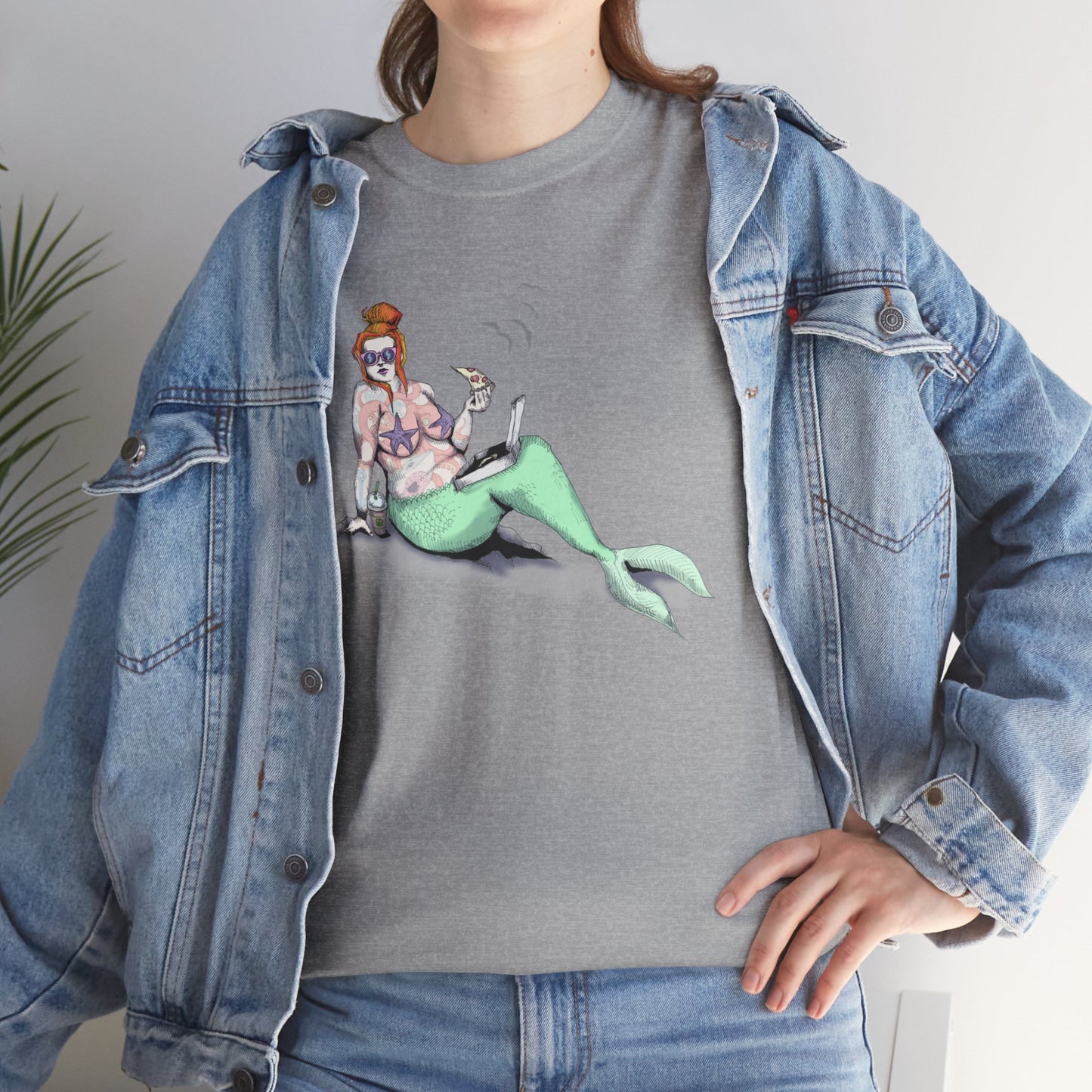 Pizza Mermaid Unisex Heavy Cotton Tee