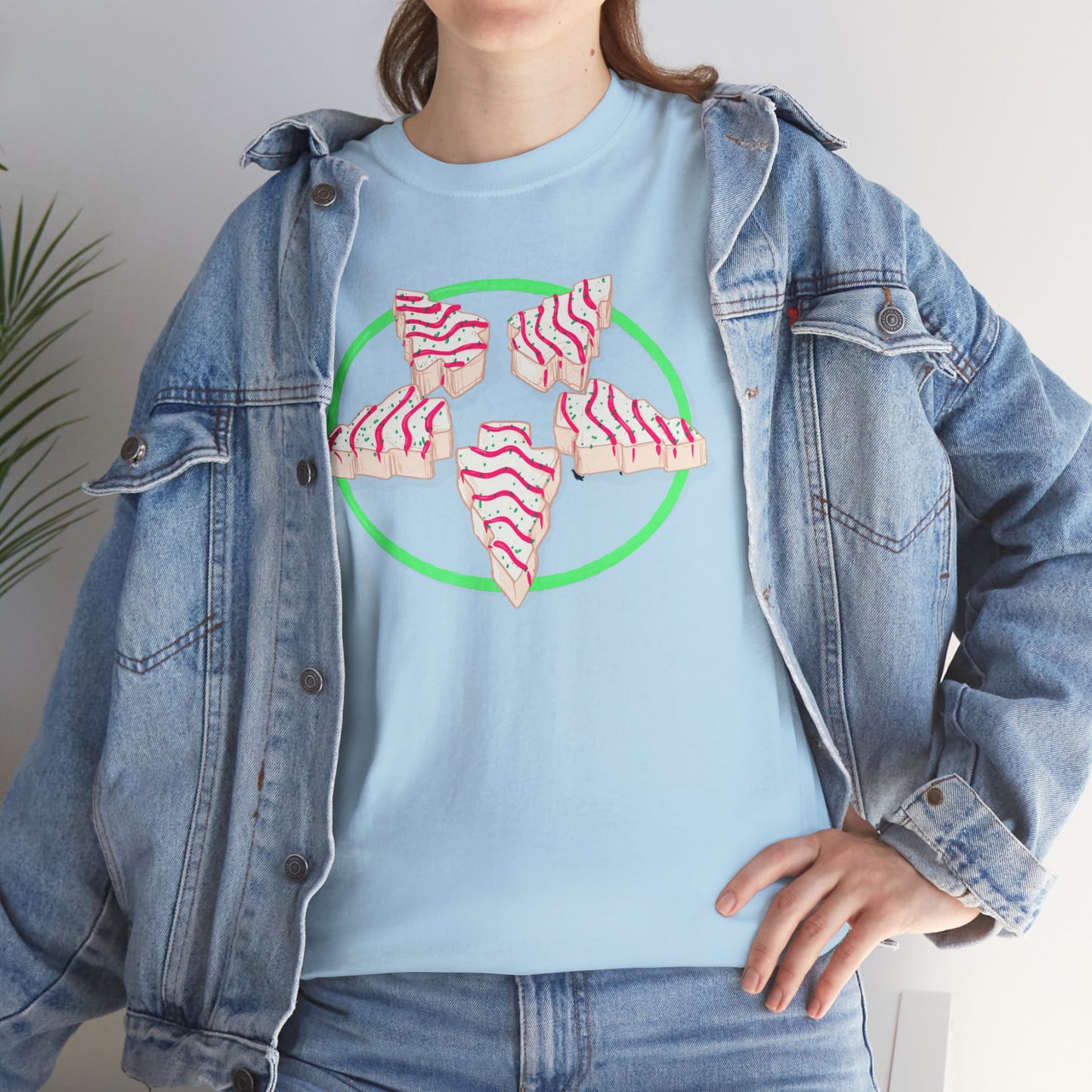 Christmas Tree Pentagram Cake Unisex Heavy Cotton Tee