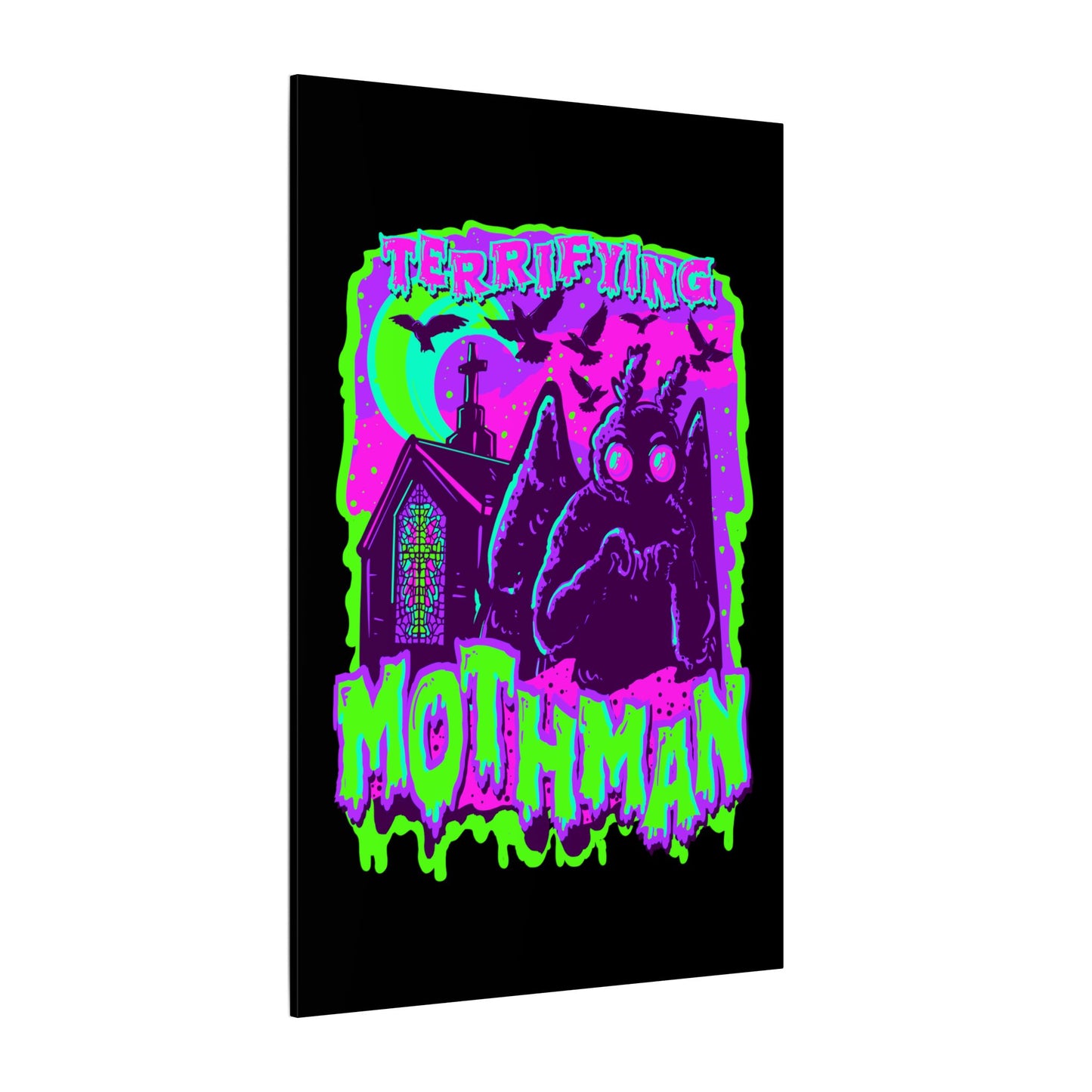 Terrifying Mothman Matte Canvas Stretched