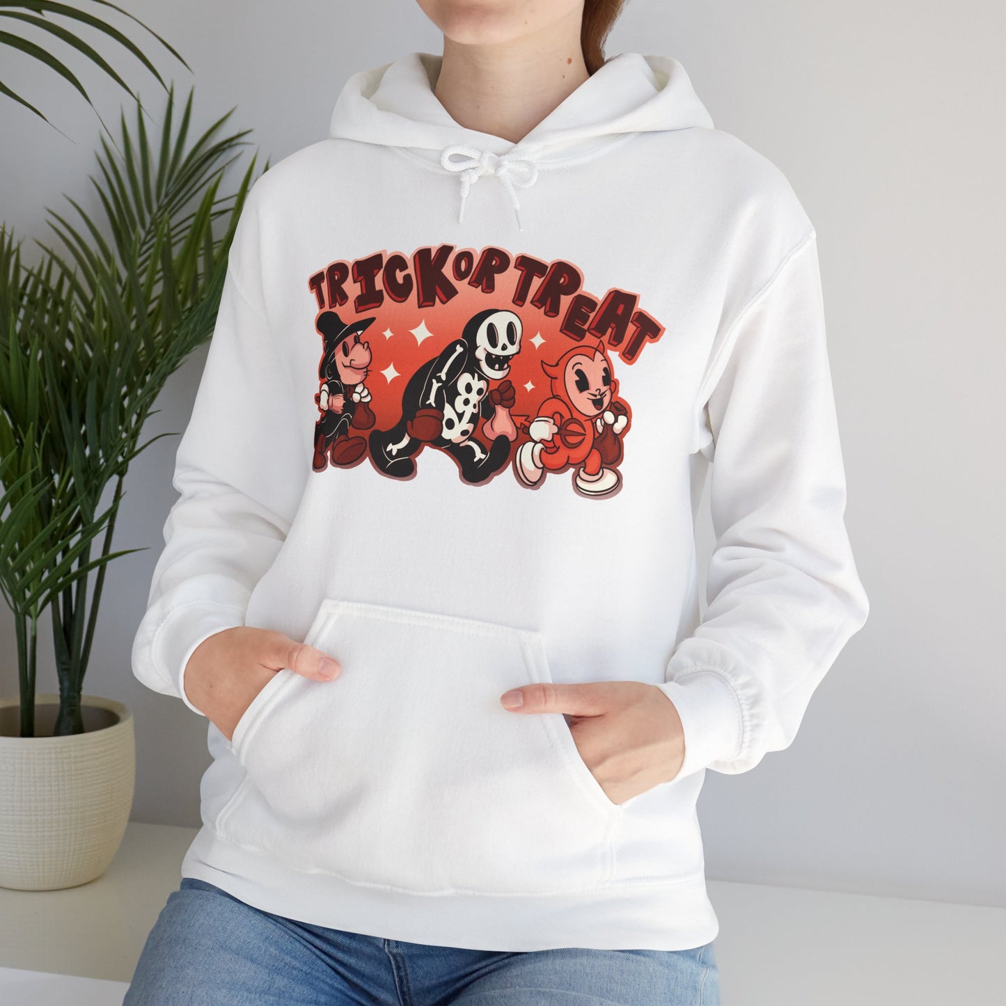 Trick Or Treat Rubber Hose Unisex Heavy Blend Hooded Sweatshirt