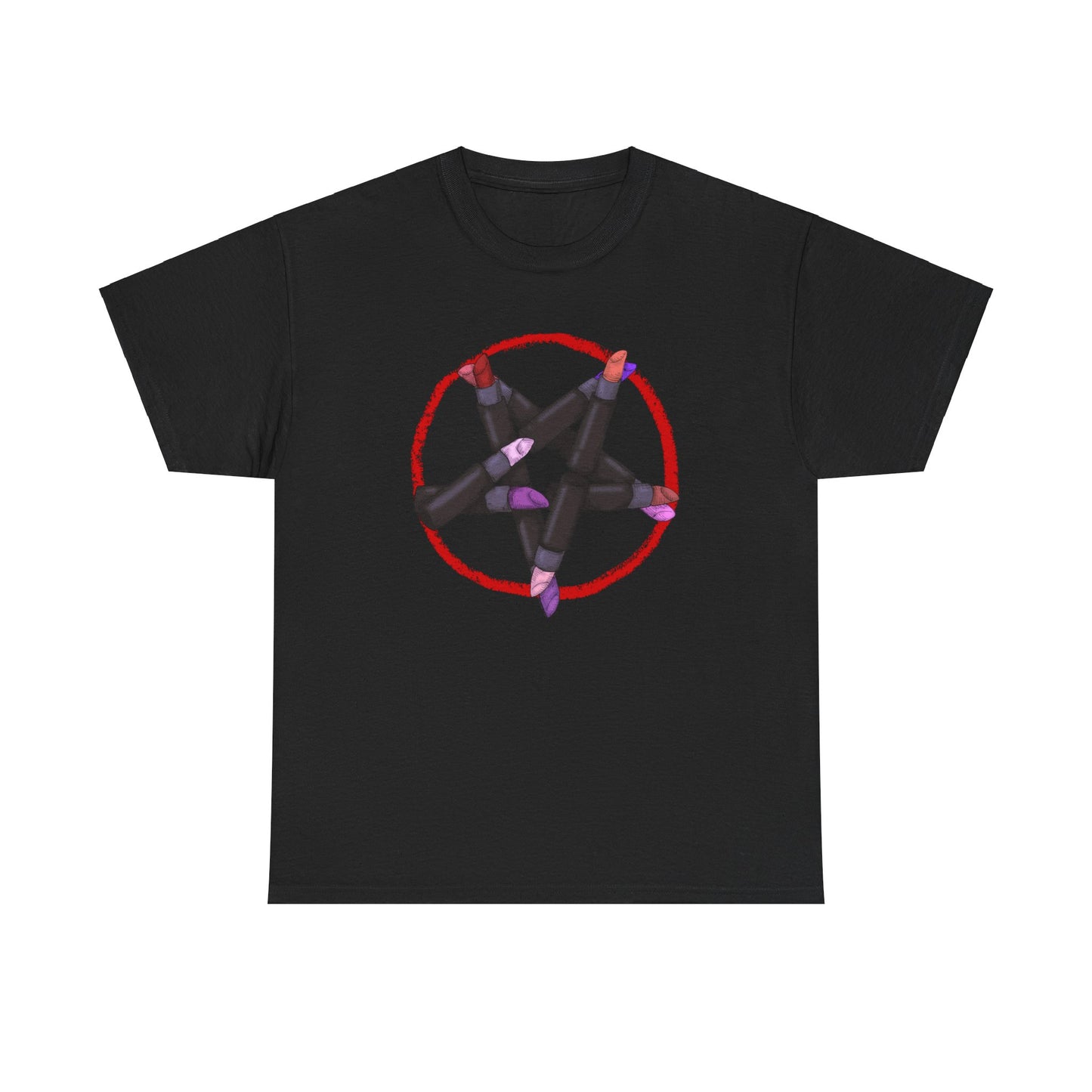 Lipstick Pentagram Unisex Heavy Cotton Tee