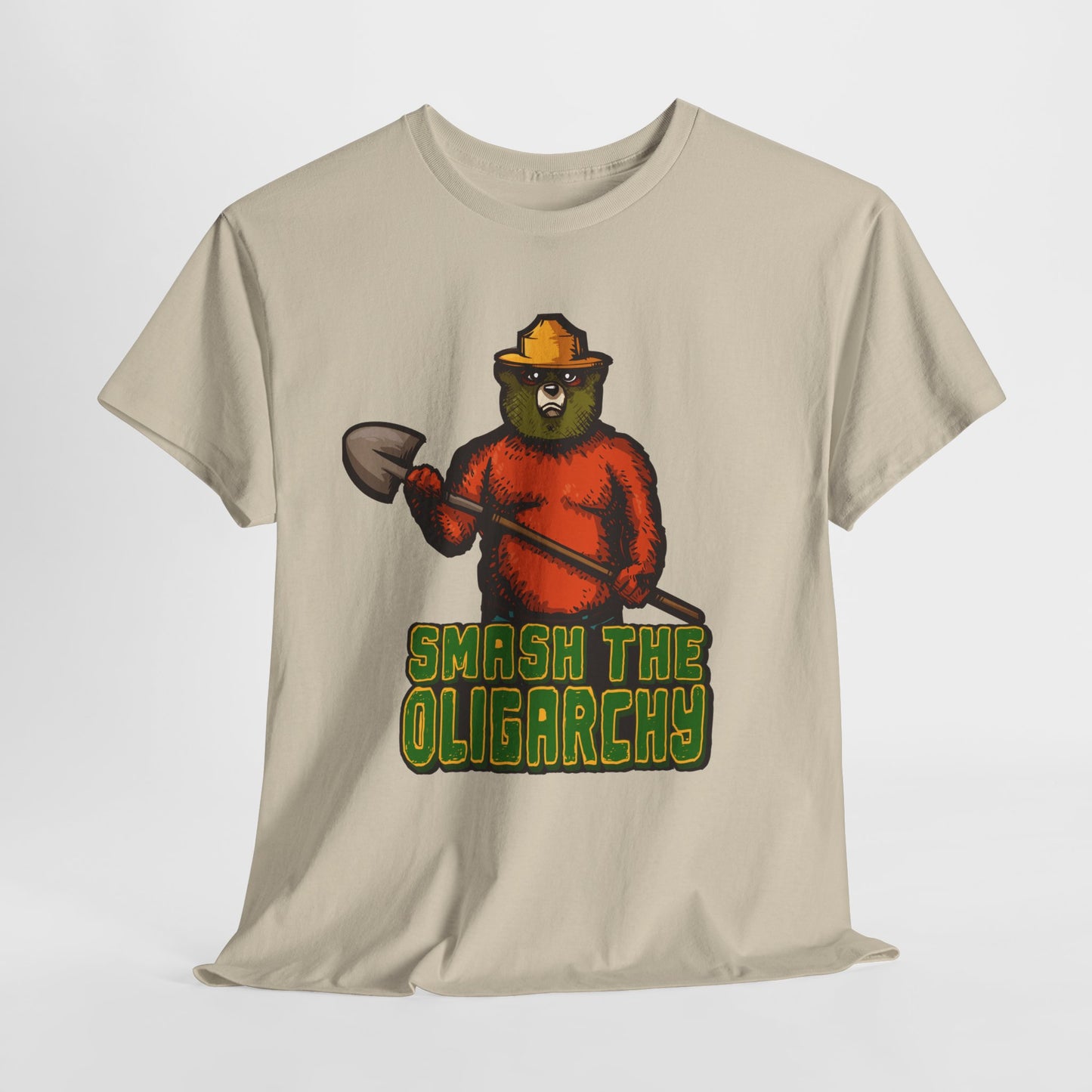 Smash The Oligarchy Bear Unisex Heavy Cotton Tee