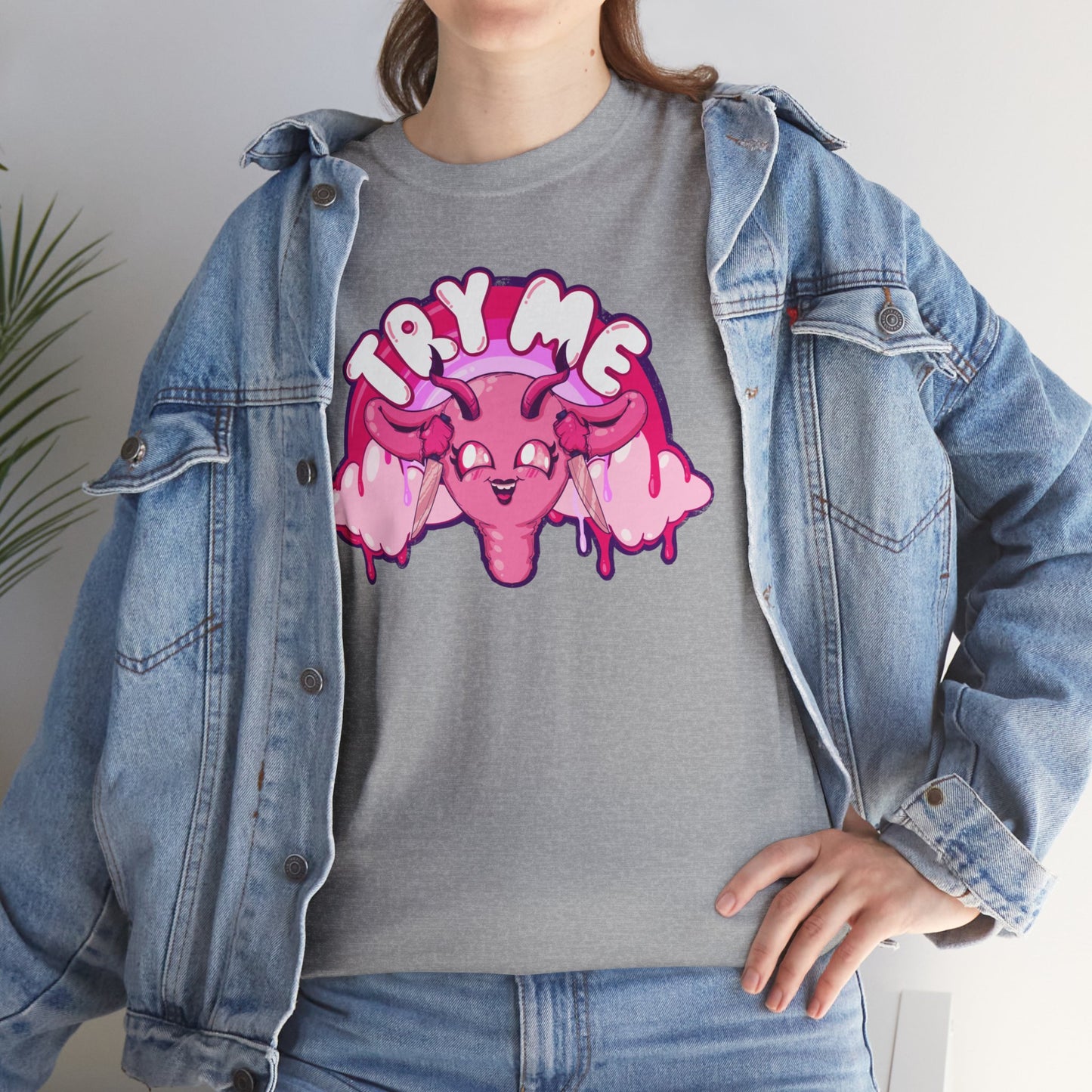 Try Me Uterus Unisex Heavy Cotton Tee
