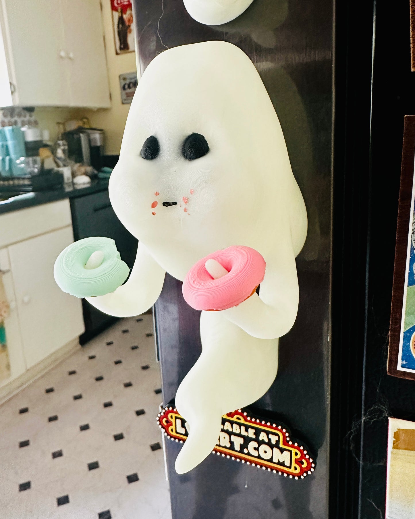 Fridge Frights Glow 3D Print Fridge Magnets (Coffee & Donuts Ghost)