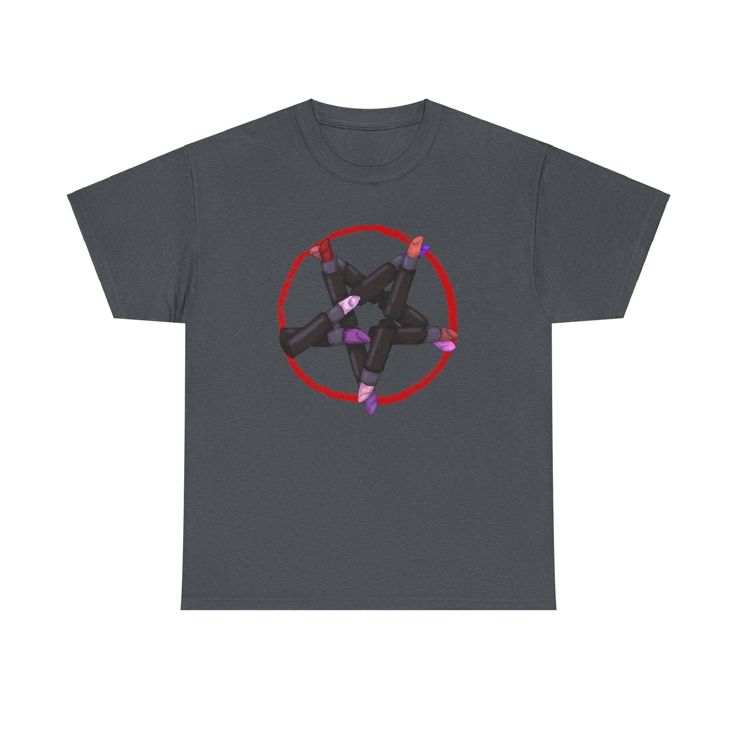 Lipstick Pentagram Unisex Heavy Cotton Tee