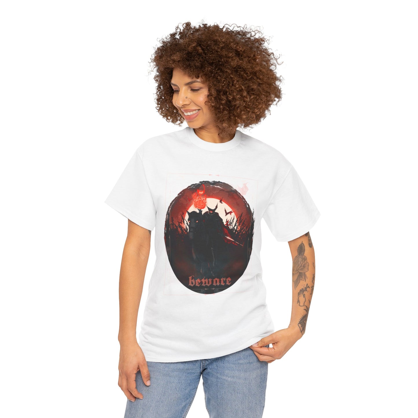 Beware The Headless Horseman Unisex Heavy Cotton Tee