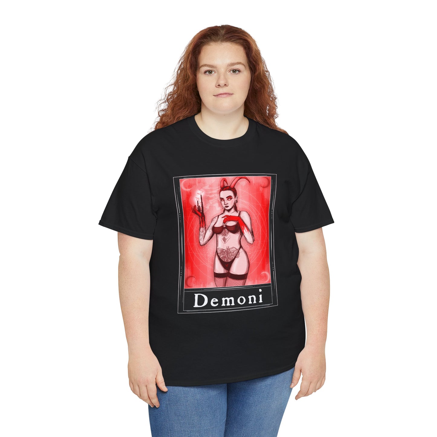 Demoni Tarot (Front & Back Print) Unisex Heavy Cotton Tee
