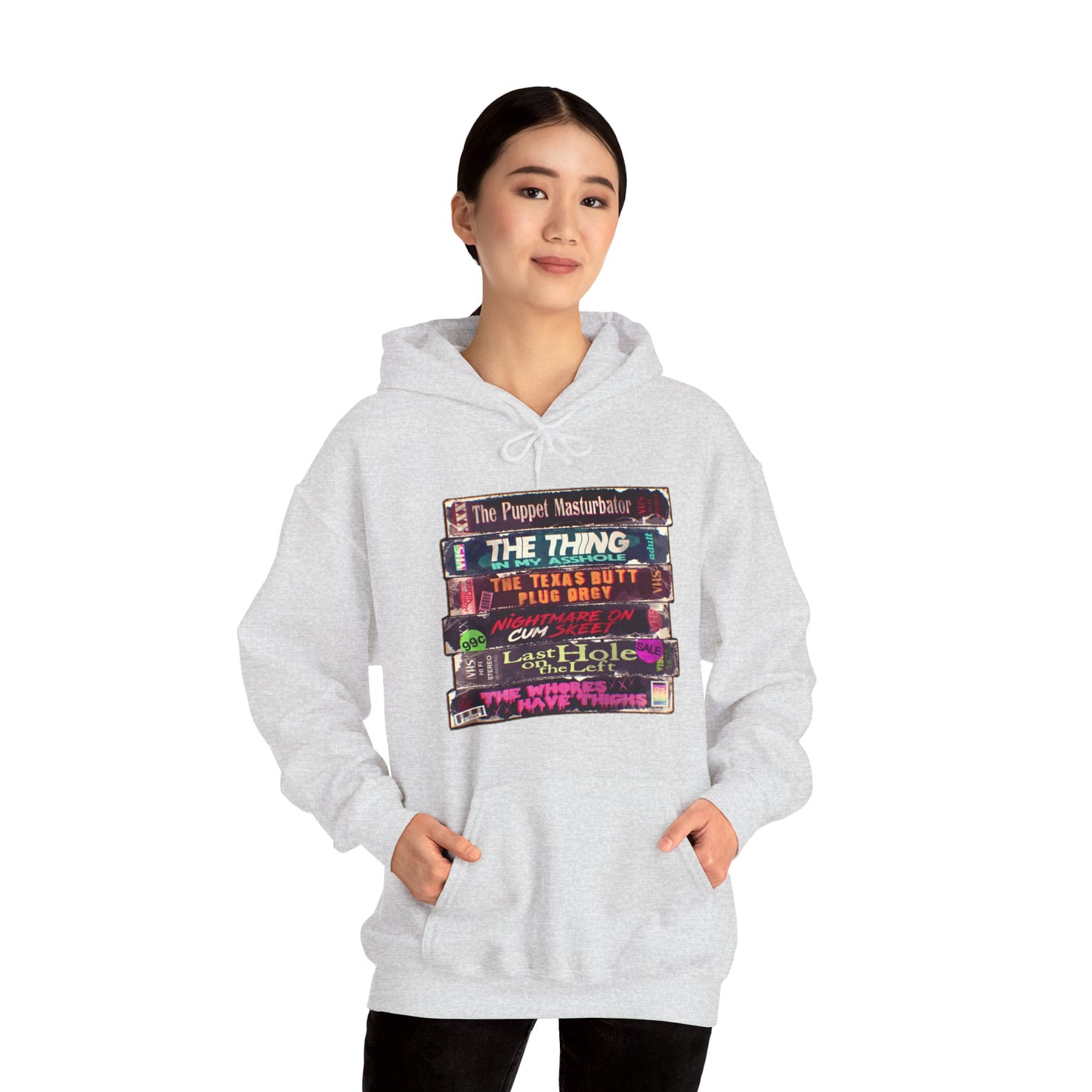 Adult Horror VHS Unisex Heavy Blend Hooded Sweatshirt