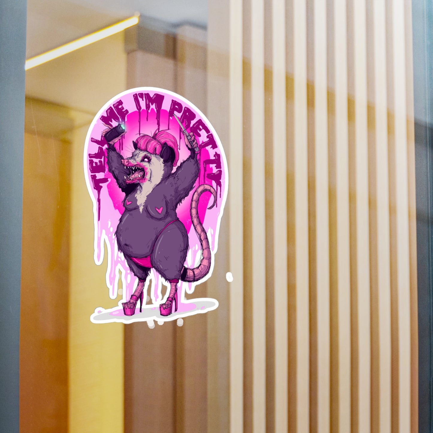 Pretty Opossum Kiss-Cut Vinyl Decal