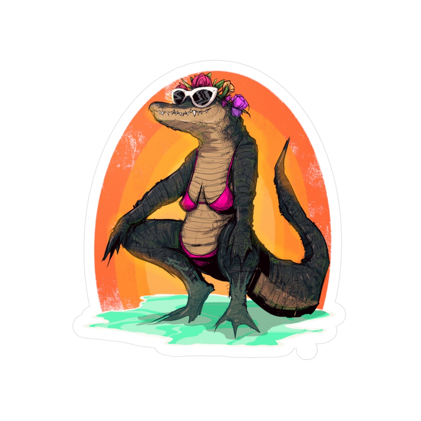Hot Gator Summer Kiss-Cut Vinyl Decal