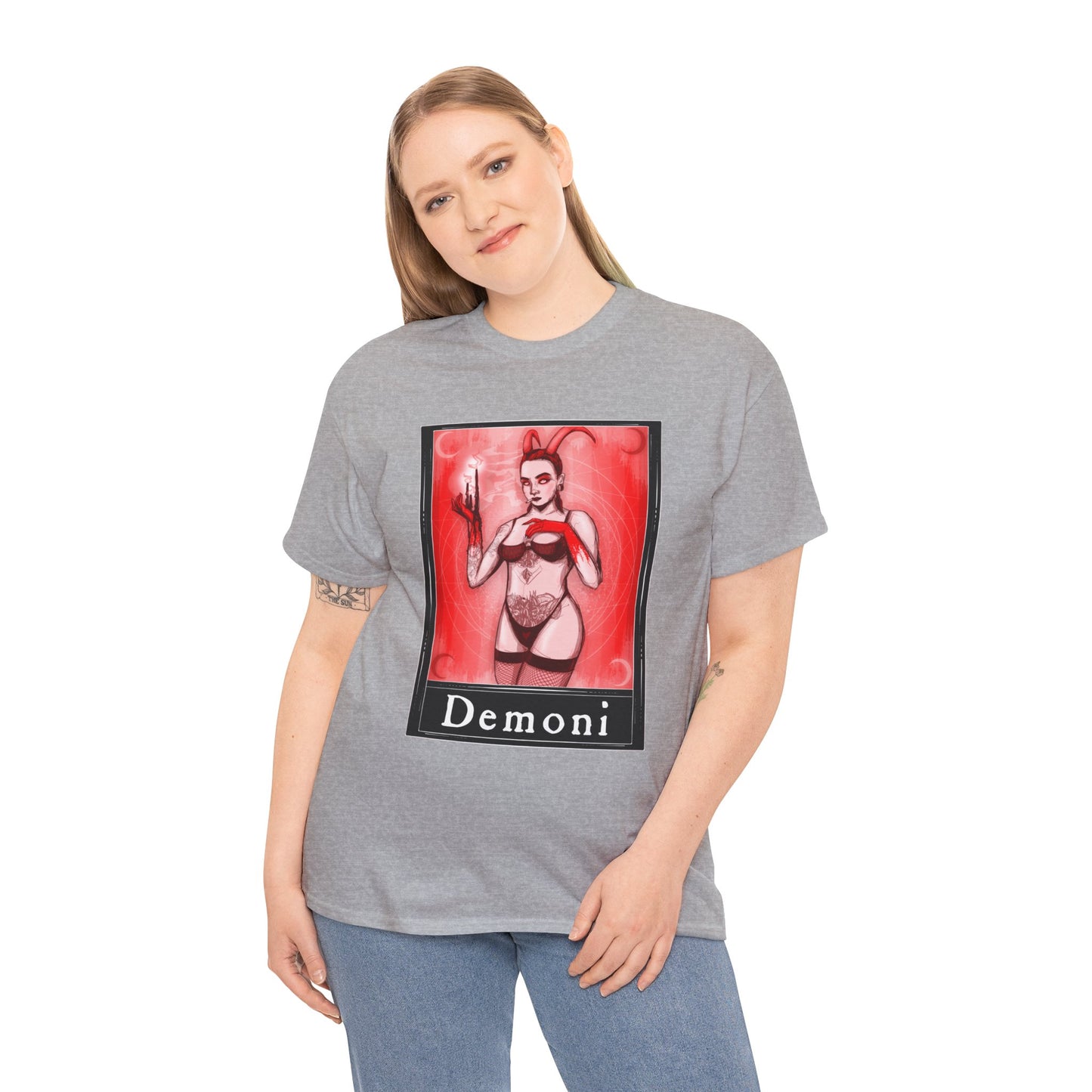 Demoni Tarot (Front & Back Print) Unisex Heavy Cotton Tee
