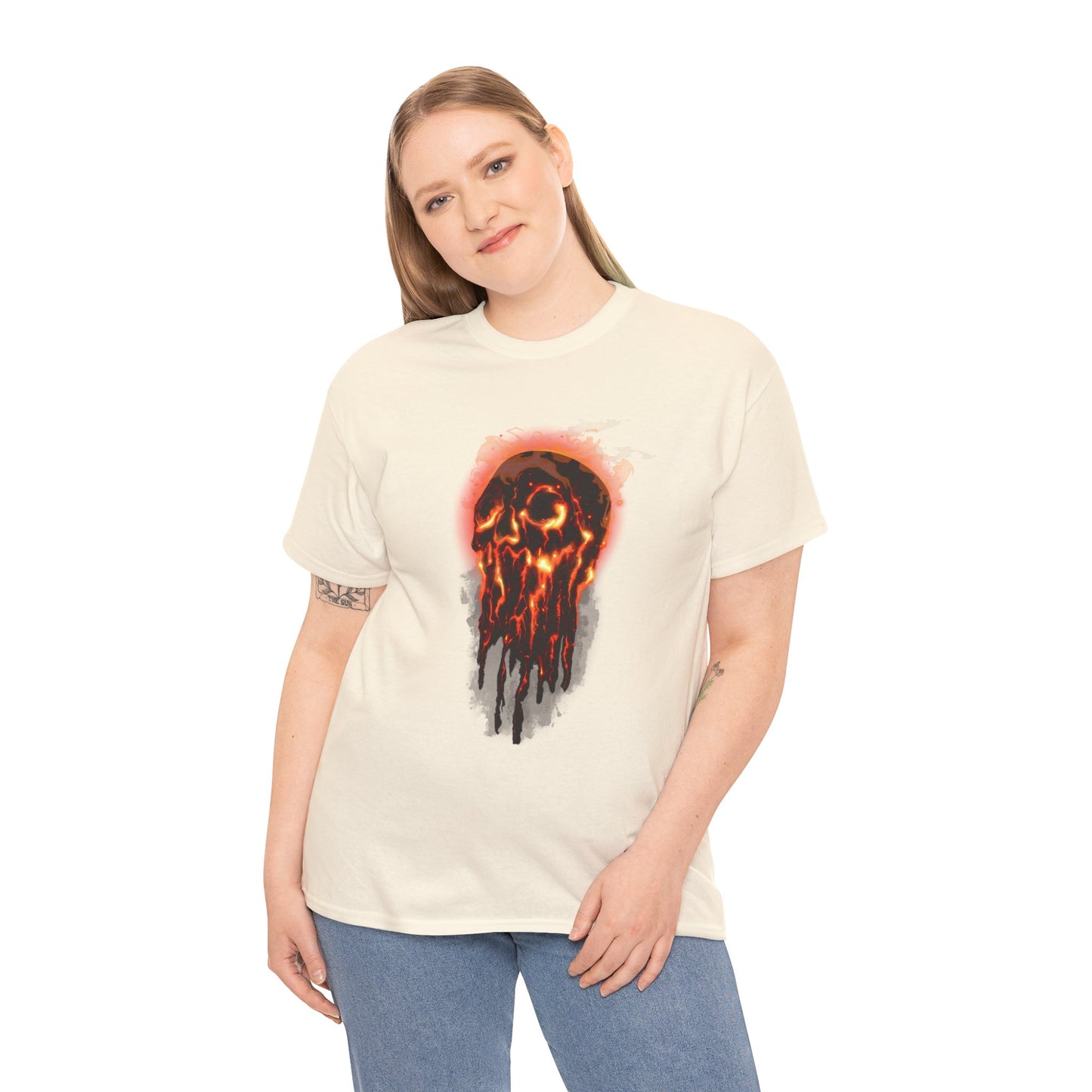Elemental Skull Fire Unisex Heavy Cotton Tee