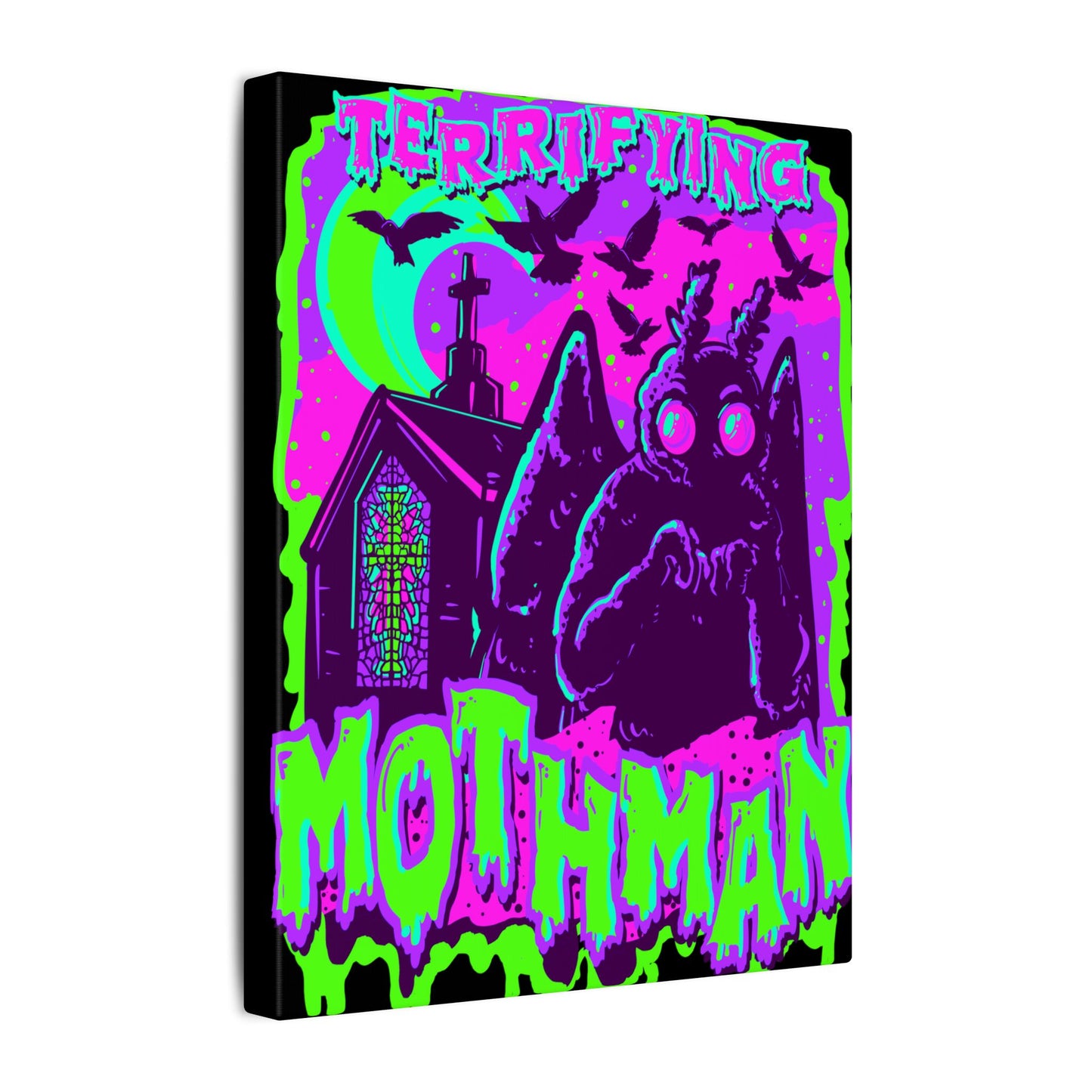 Terrifying Mothman Matte Canvas Stretched