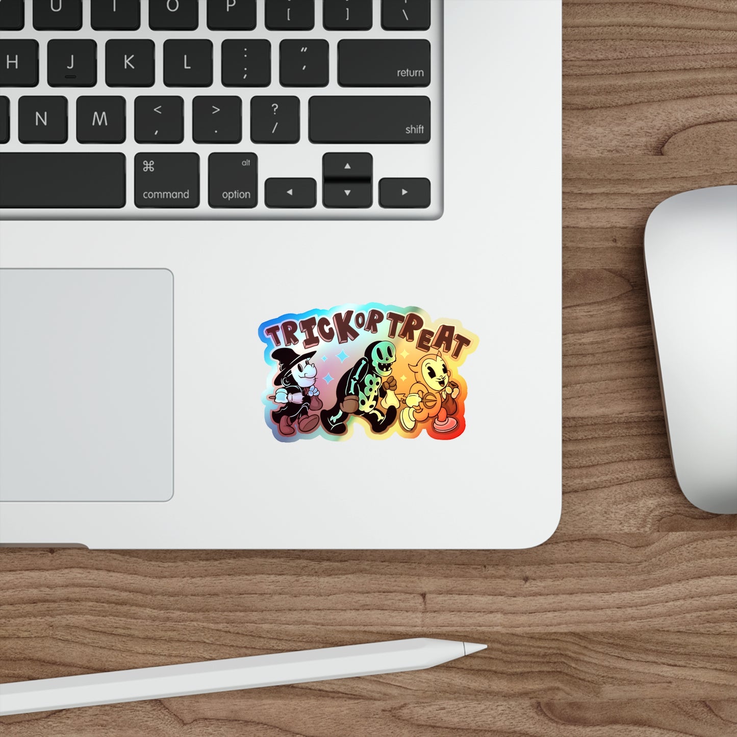 Rubber Hose Trick Or Treat Holographic Die-cut Stickers