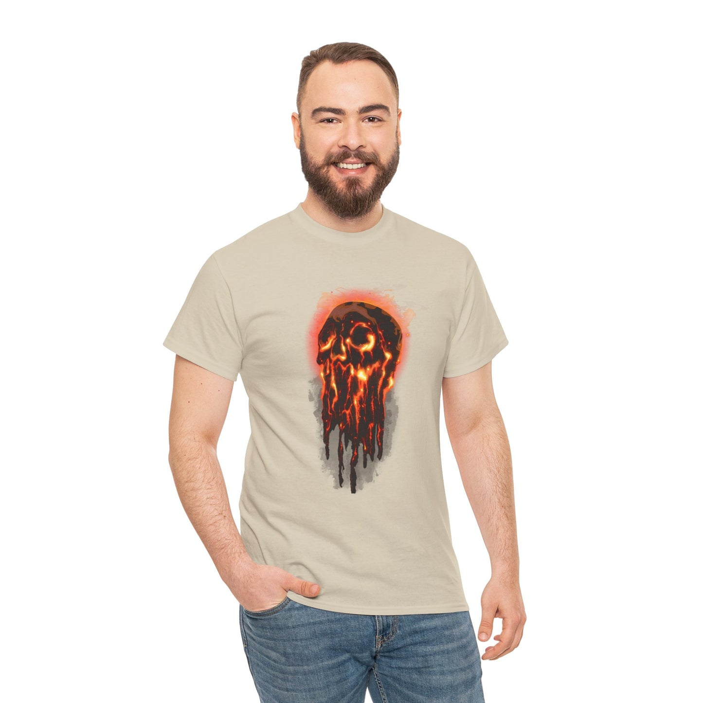 Elemental Skull Fire Unisex Heavy Cotton Tee