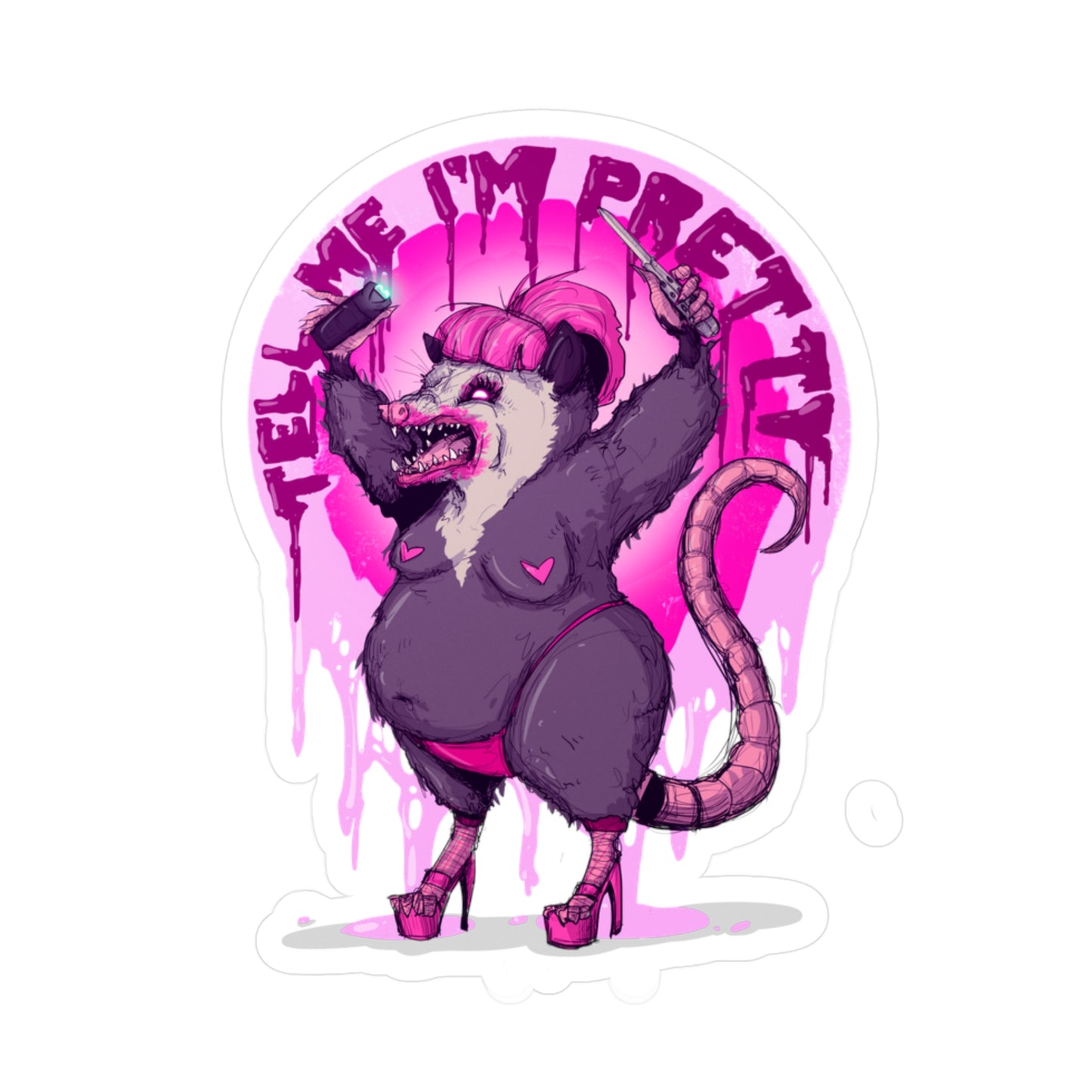 Pretty Opossum Kiss-Cut Vinyl Decal