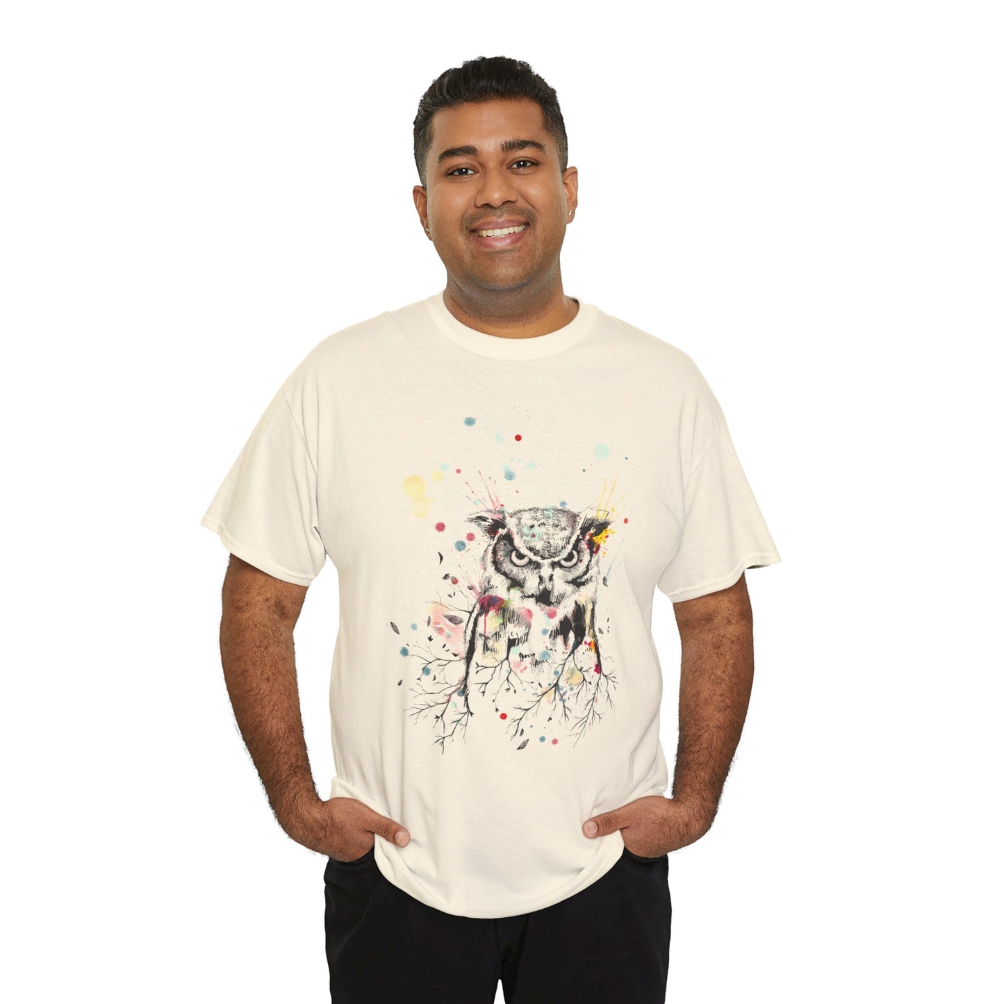 Owl Watercolor Unisex Heavy Cotton Tee