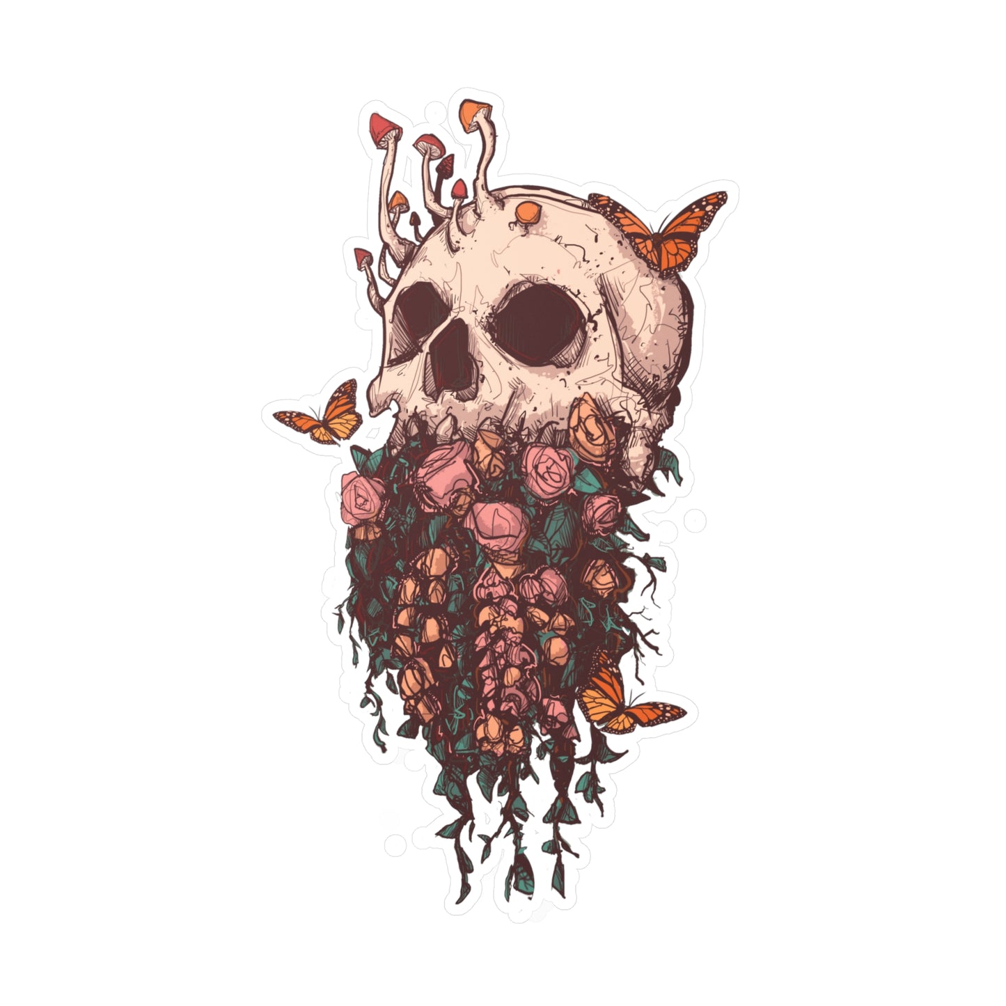 Elemental Skull Nature Kiss-Cut Vinyl Decal