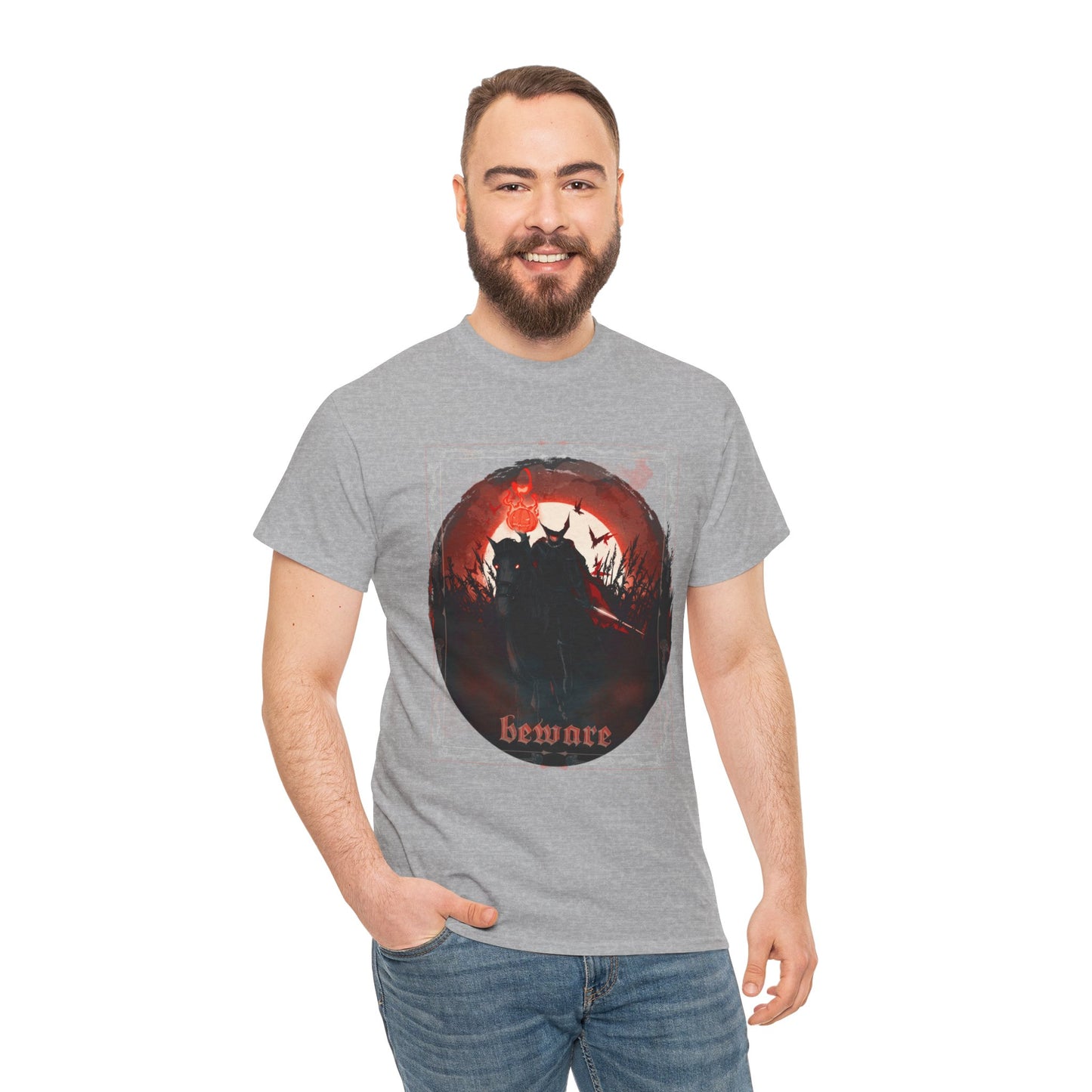 Beware The Headless Horseman Unisex Heavy Cotton Tee
