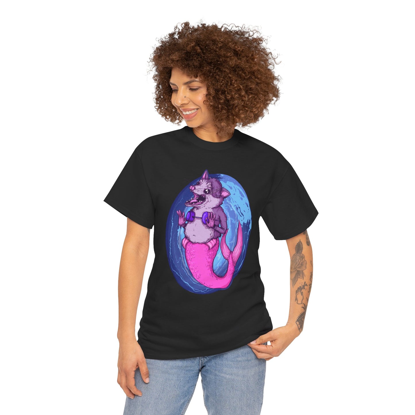 Mermaid Opossum Unisex Heavy Cotton Tee