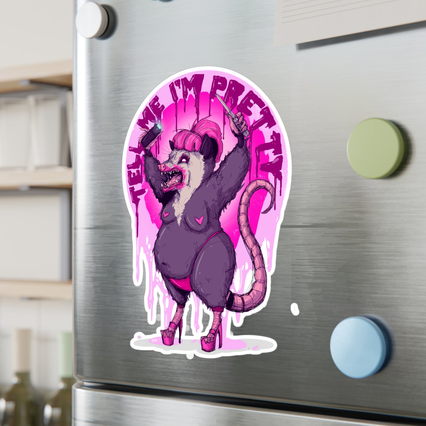 Pretty Opossum Kiss-Cut Vinyl Decal