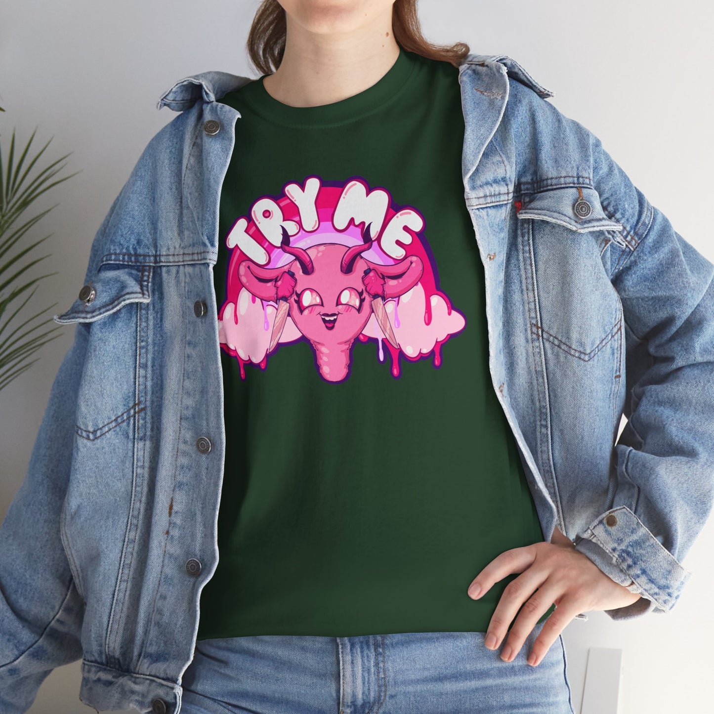 Try Me Uterus Unisex Heavy Cotton Tee