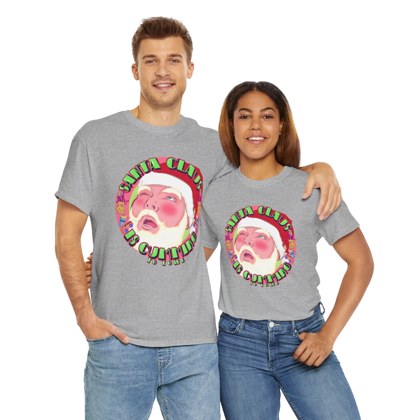 Santa Is Cumming Unisex Heavy Cotton Tee